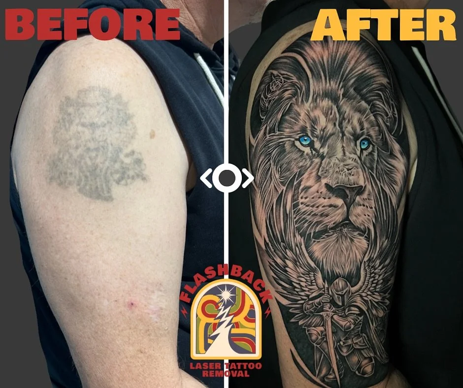 From one pussycat to another! What an awesome result with this fade and cover up for Dave! ⚡️⚡️ 📍Holland Park, Brisbane Monday to Saturday - By Appointment Only  #tattooremoval #tattooremovalresults #tattooremovalbrisbane #brisbanetattooremoval