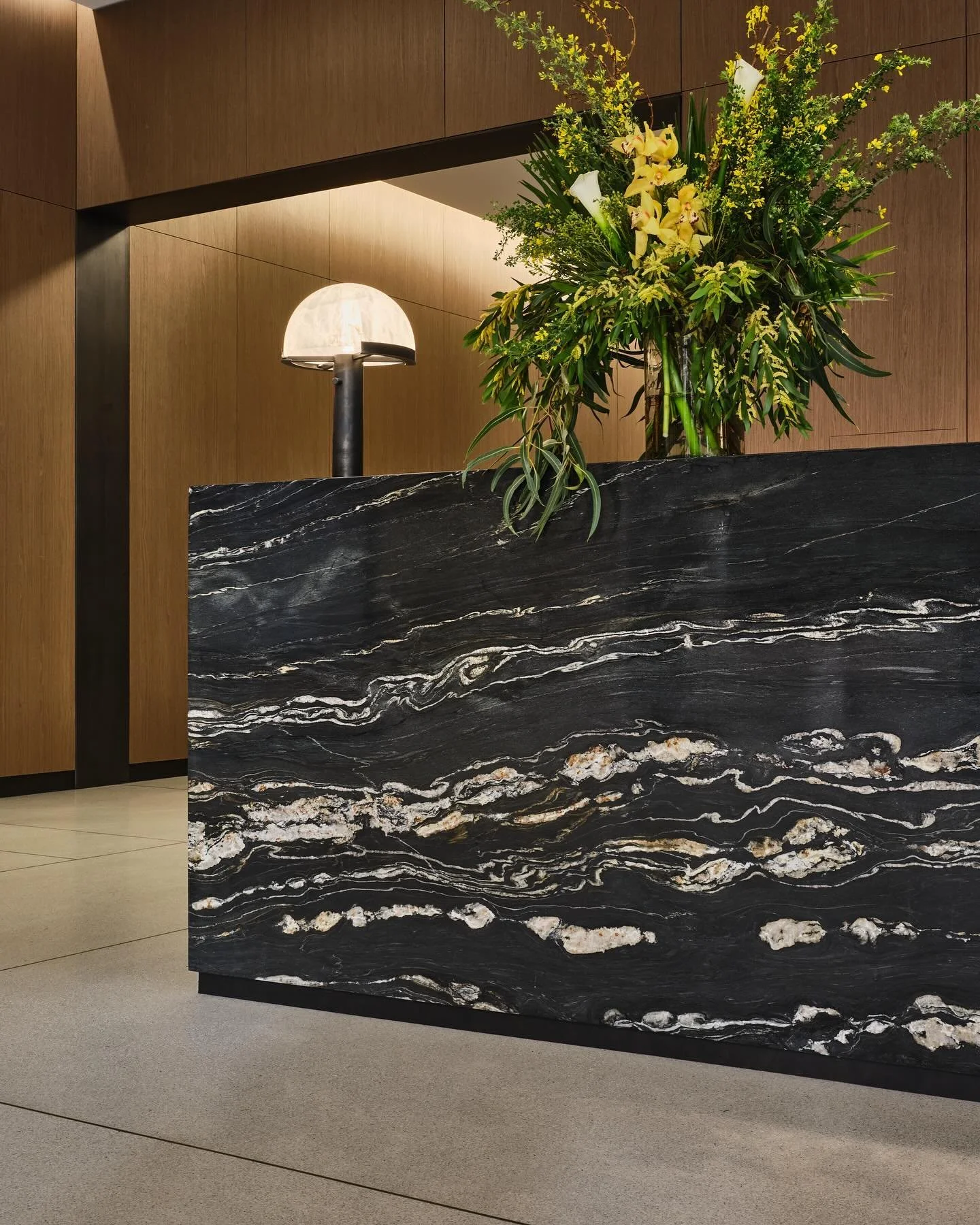Stone, metal and wood - a few of our favorite things for the @sagaftra lobby renovation 

design by @courtneywardinteriors 
photo by @michaelcliffordphotography