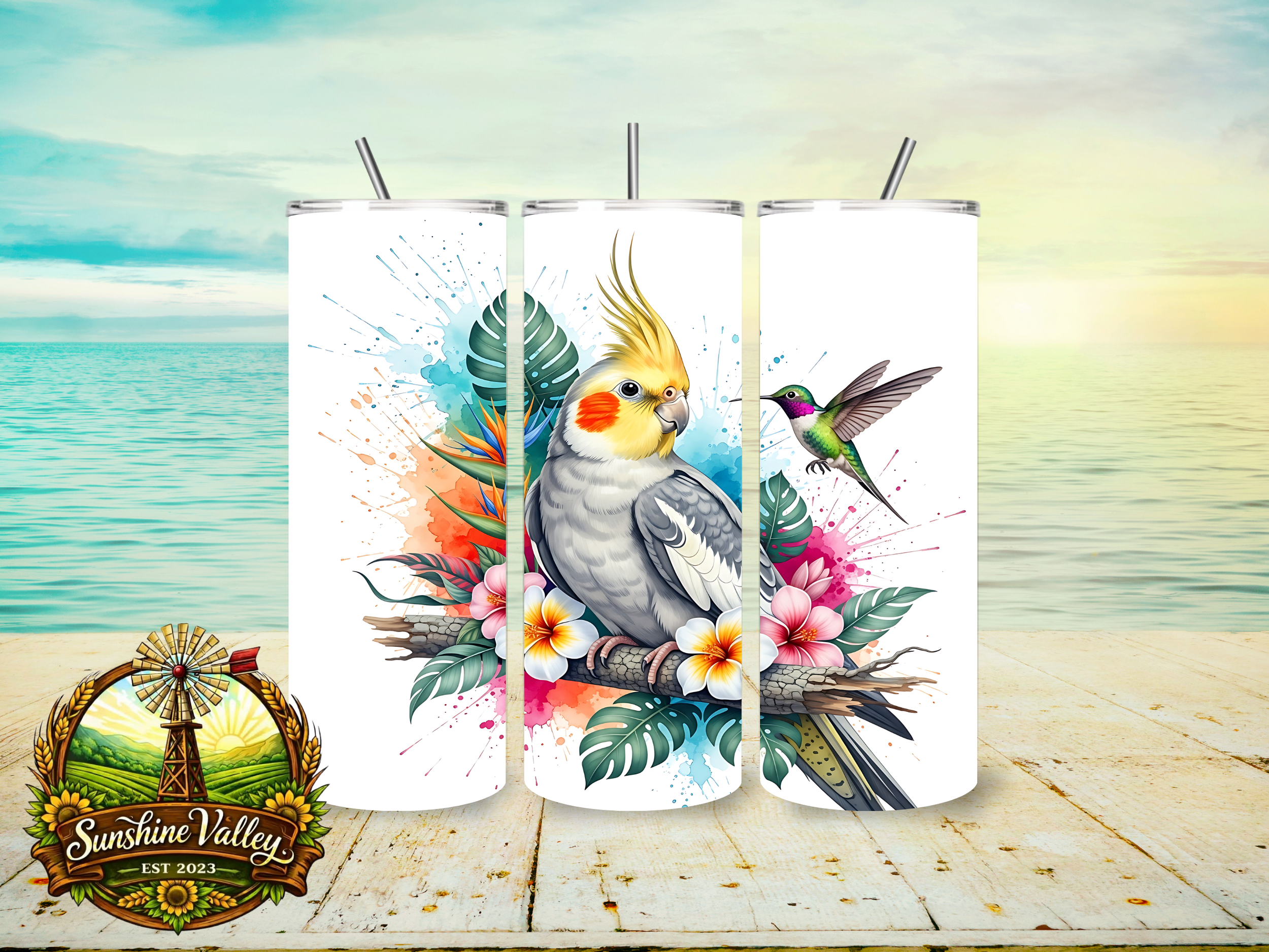 Tropical Cockatiel & Hummingbird