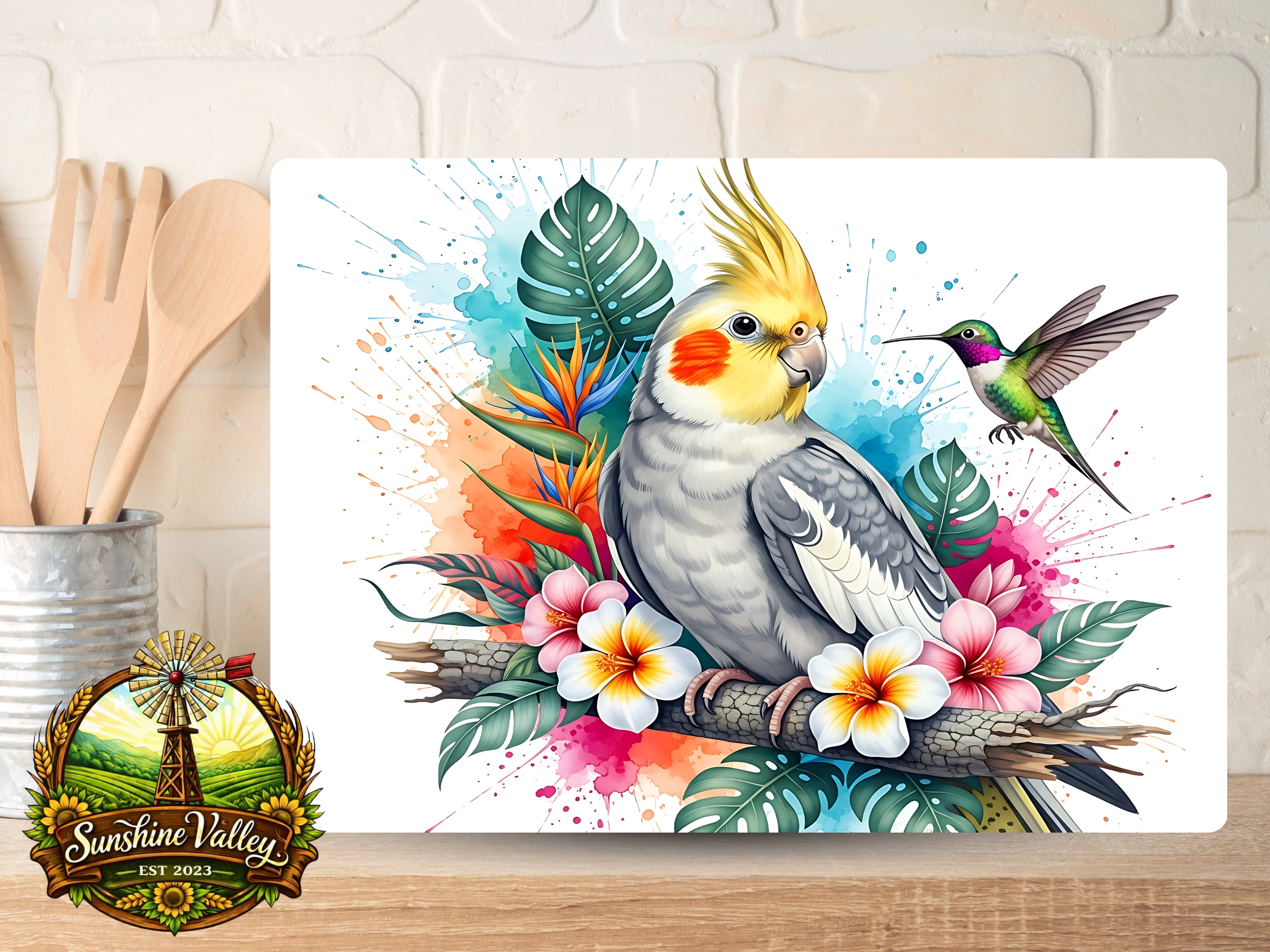 Tropical Cockatiel & Hummingbird