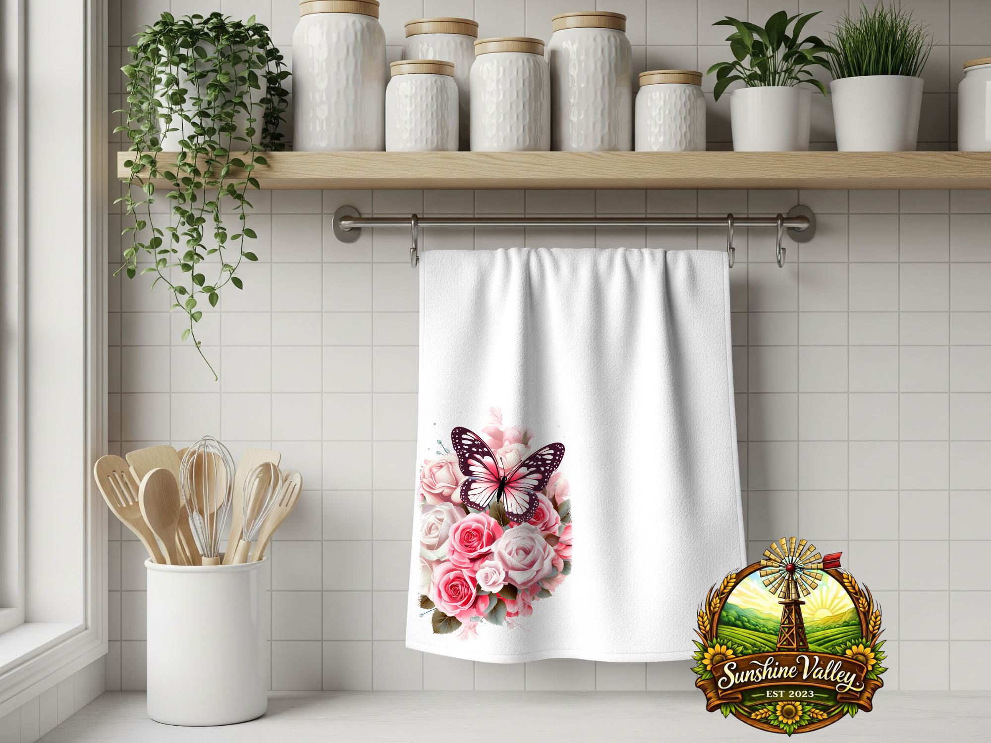 Pink Butterflies & Roses