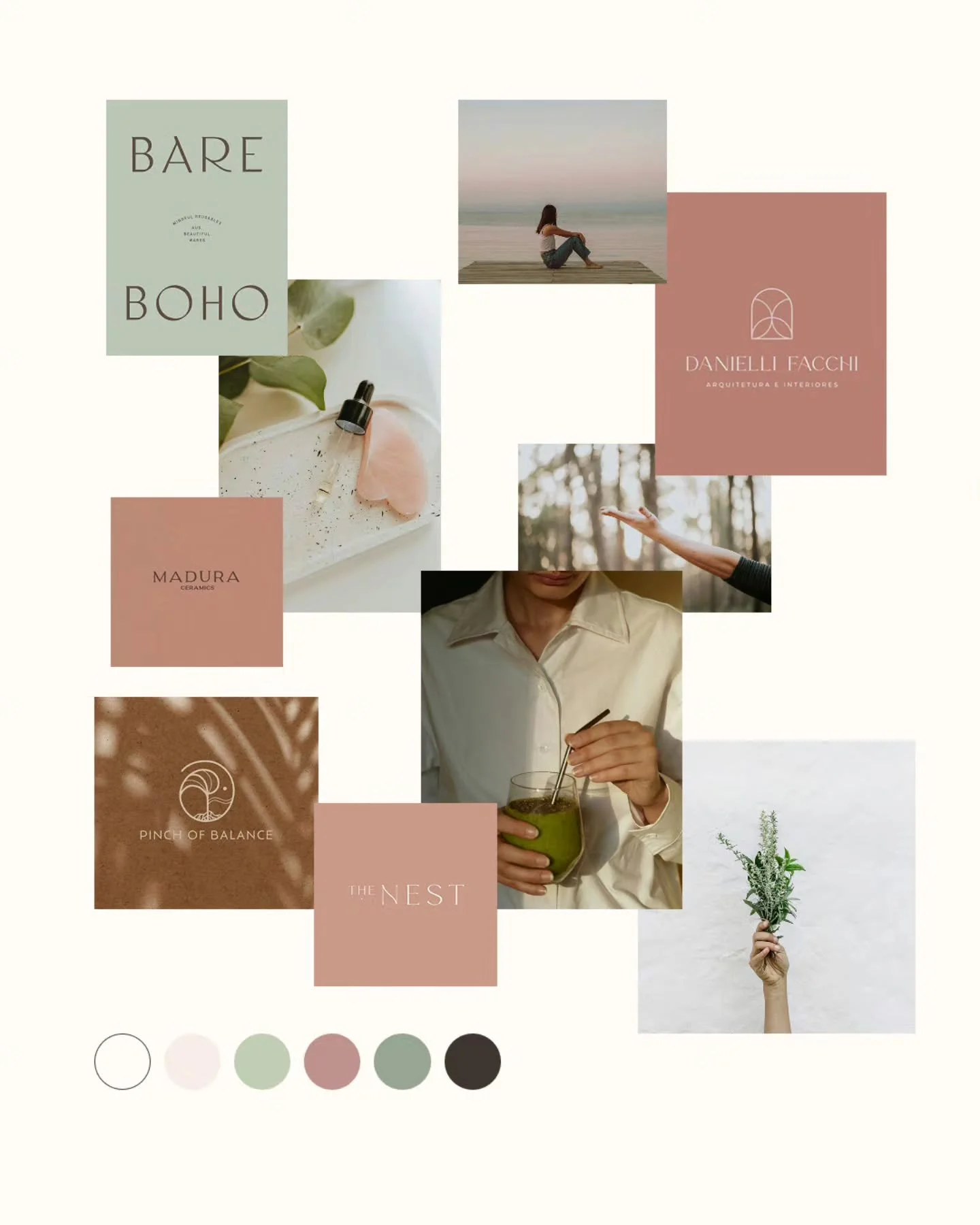 New client moodboard for @balancedbohemianwellness 🌿✨ I&rsquo;m absolutely obsessed with the direction we&rsquo;ve chosen, earthy rose clay paired with sage green and soft beige neutrals to create a palette that feels fresh, botanical, and refined. 