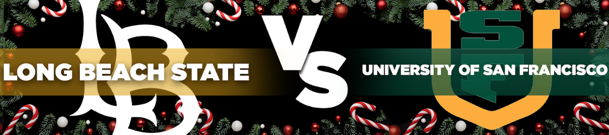 Gameday graphic for the LBSU MBB game versus USF during Winter Break.