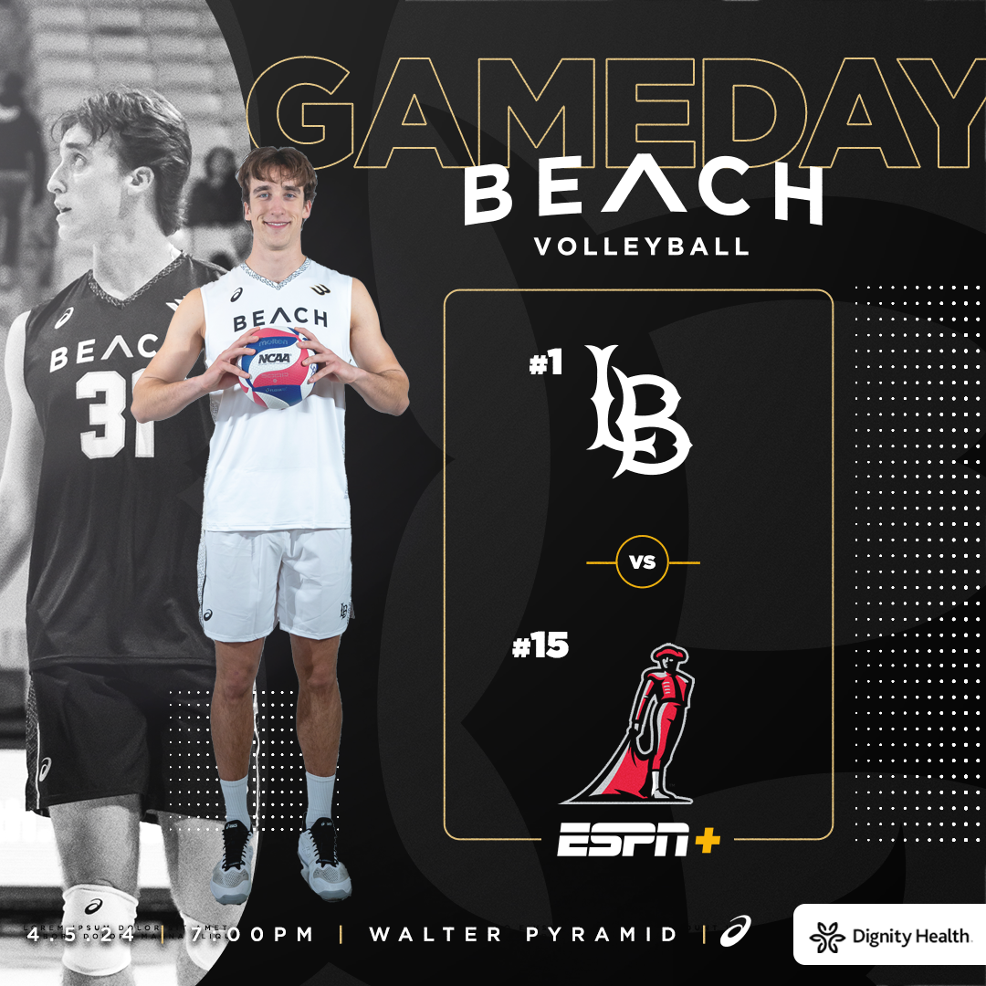 Gameday graphic for LBSU MVB for their home game vs CSUN on April 5, 2024. 