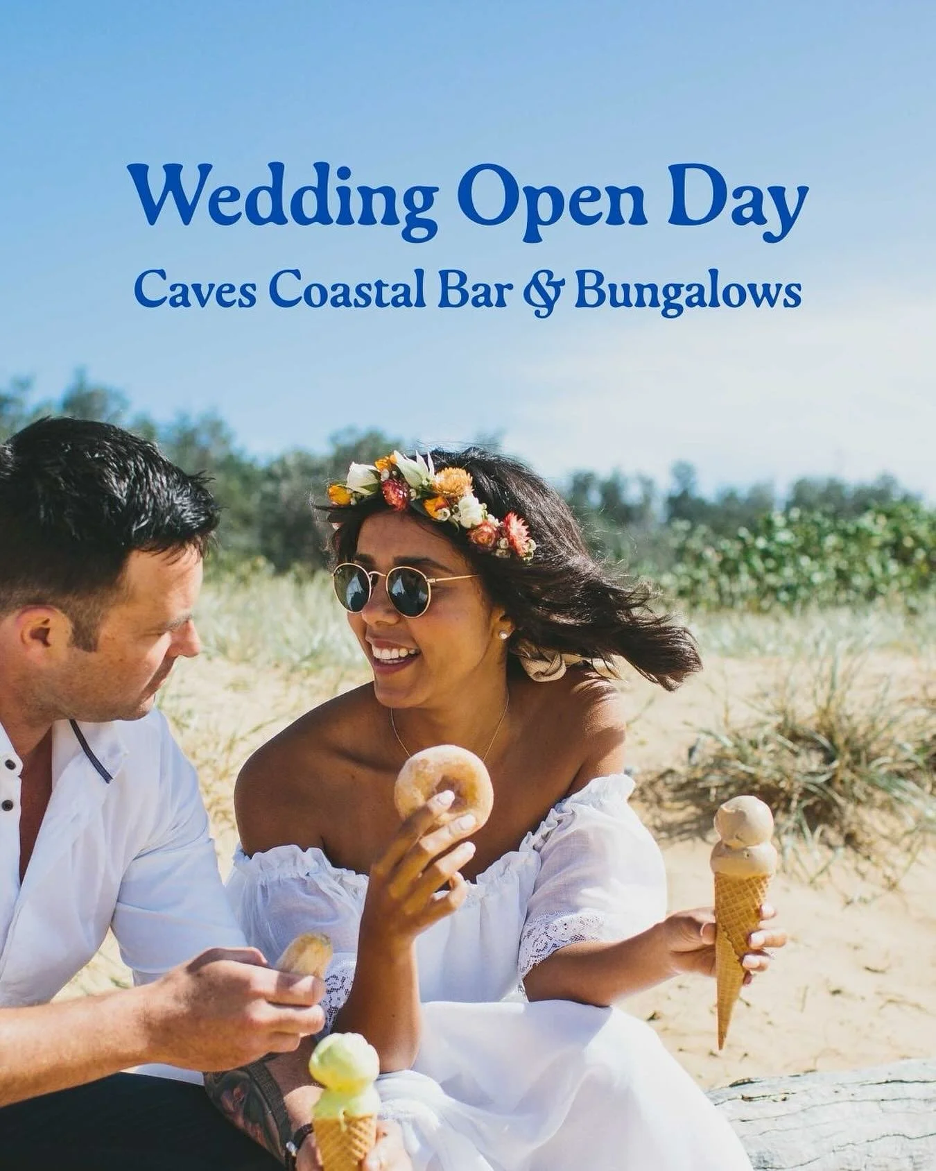Hey lovers! Scoops up this Sunday 29th July at @cavescoastalweddings open day. 
Try all the gelato, chat to our crew, and take in the oceanfront splendour of Caves. While you’re there meet lovely vendors like @ink_and_snow @thesoulfulcelebra