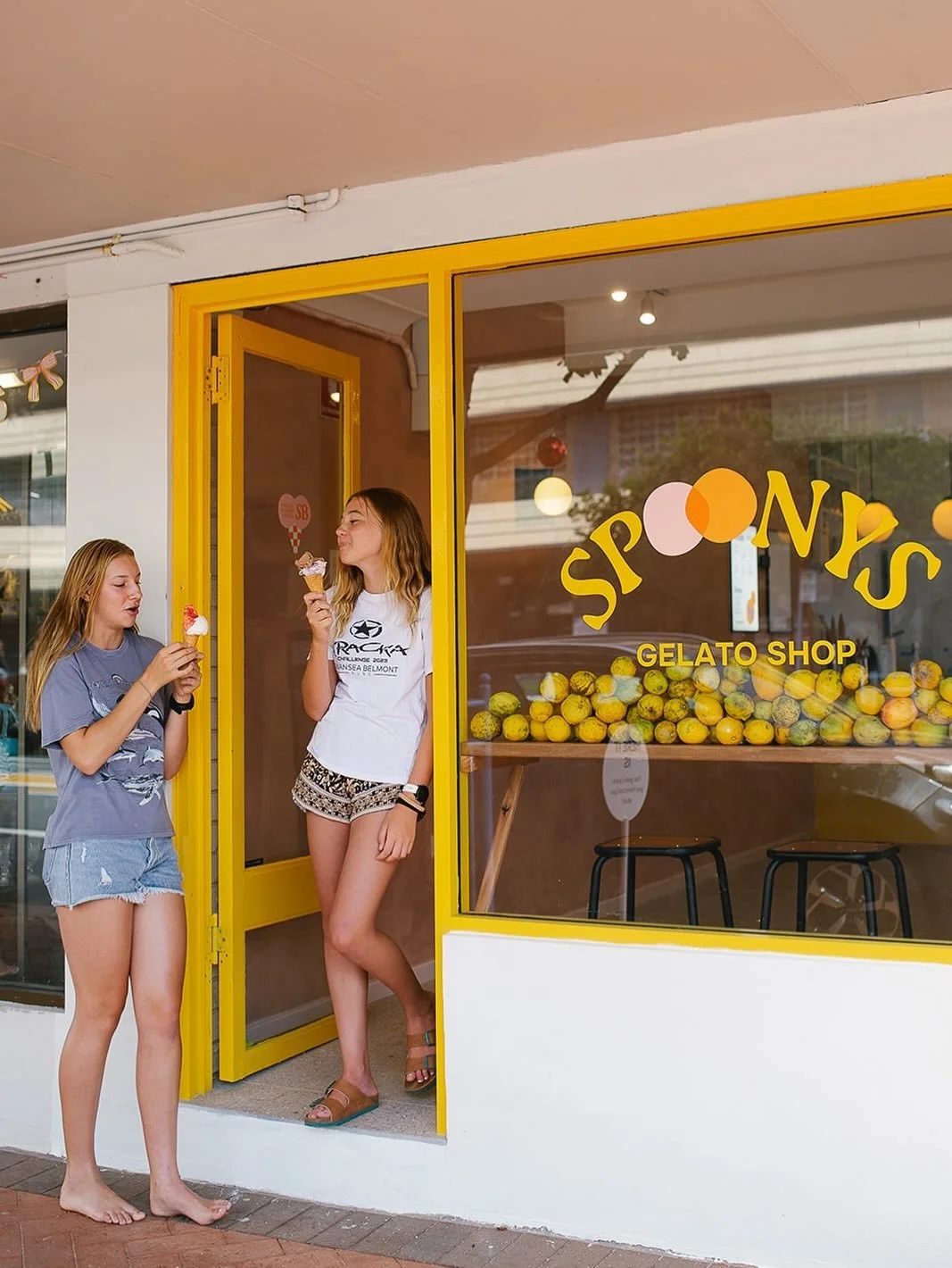 GELATO GIRL SUMMER 🌺 ⁠Sun sand cone in hand. It&rsquo;s always summer at Spoonys 💛⁠
⁠
#summerofspooning #spoonysgelatoshop #spoonbaygelato