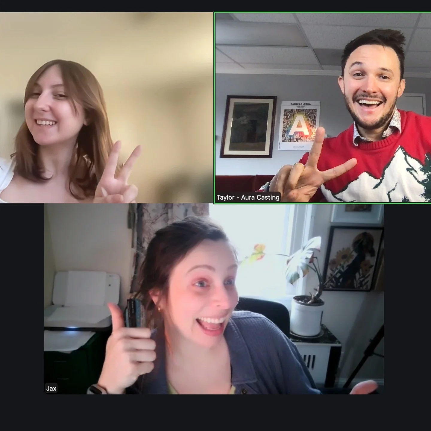 Quick sync up zoom call with the #DREAMTEAM to get this massive casting out... biggest one to date for Aura Casting. Very exciting times before the year closes. 🙏🏽 @jax_is_casting + @junehauser 

Offering $10,000 (+20%) to voice participants for an
