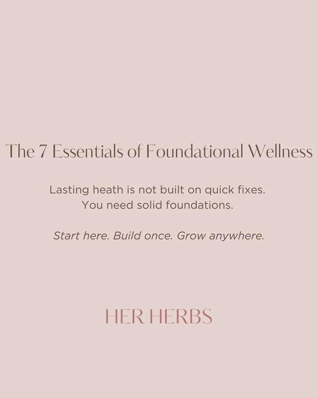 🌿 No supplement, workout or detox will save you without solid foundations. 
So many women are working hard to feel better,  but you can’t heal, grow, or thrive when you have not set healthy foundations.
True, lasting wellness starts here:
⠀