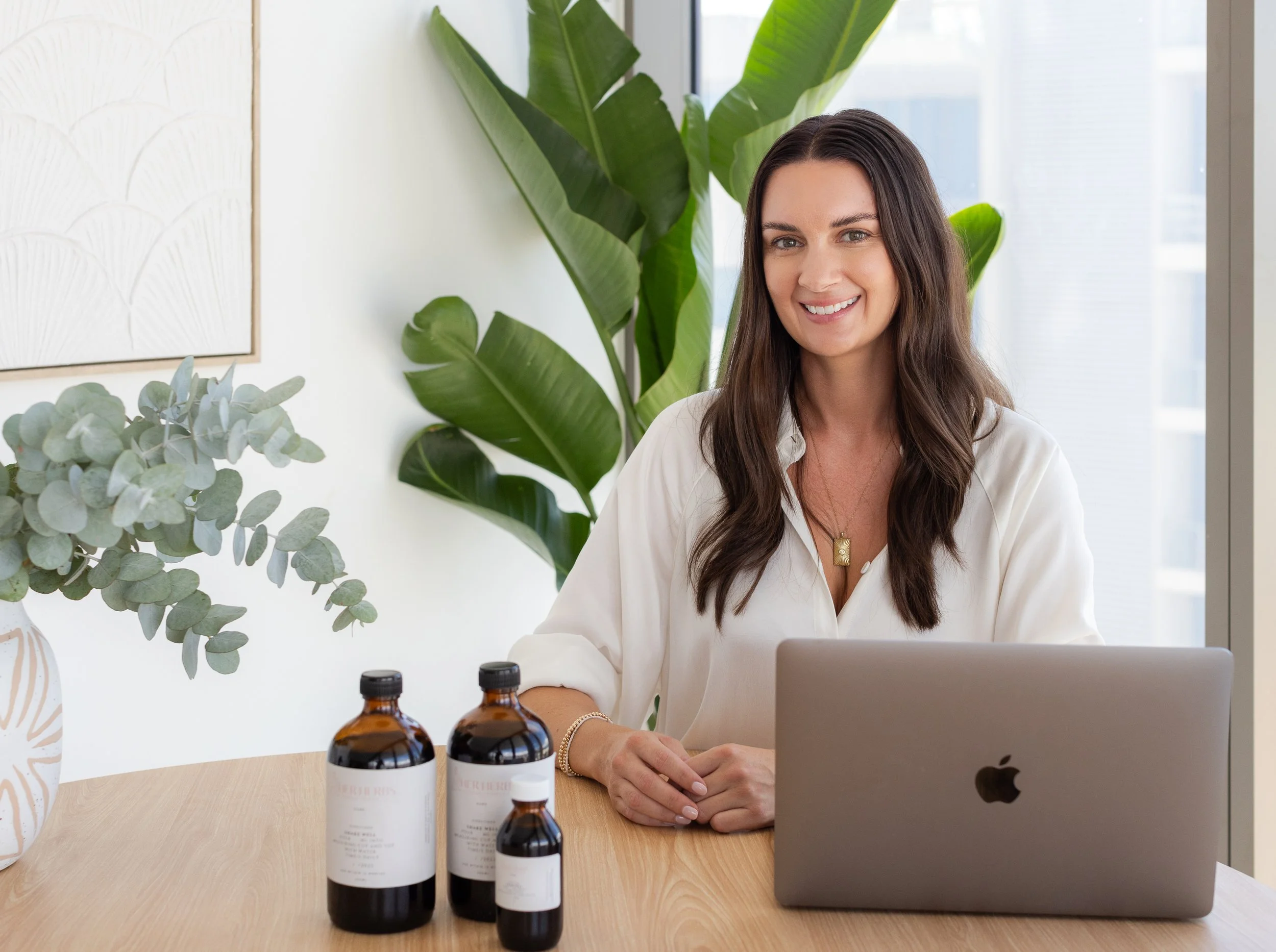 Katie Rice, accredited naturopath and nutritionist, at her desk