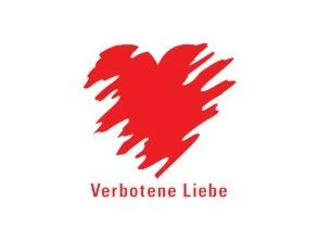 Grafik eines zerzausten roten Herzens mit dem Text "Verbotene Liebe" darunter.