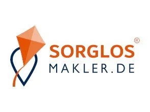 Logo von Sorglos Makler.de mit einem stilisierten roten Schutzschirm und einer schwarzen Stilfigur