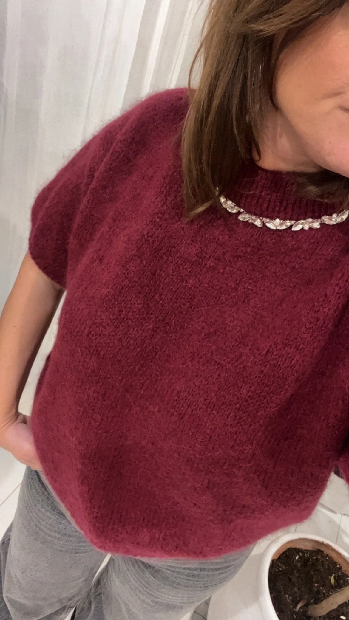 Pull Bijou Bordeaux