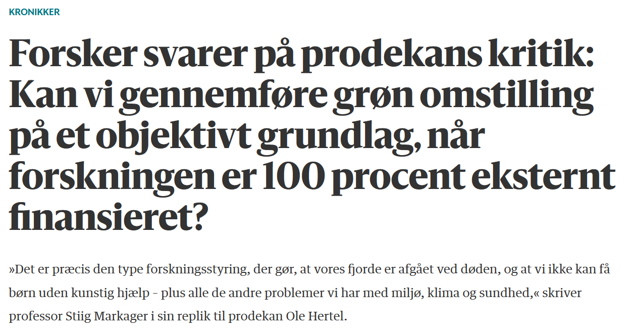 15. august Stiig Markager Kronik i Berlingske
