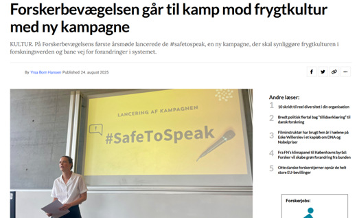 Lancering af #SafeToSpeak til årsmødet 19. august