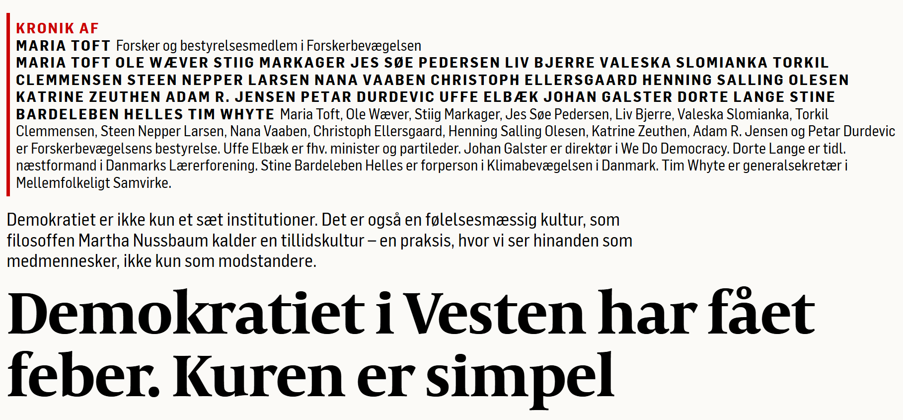 Kronik i Politiken 5. juni