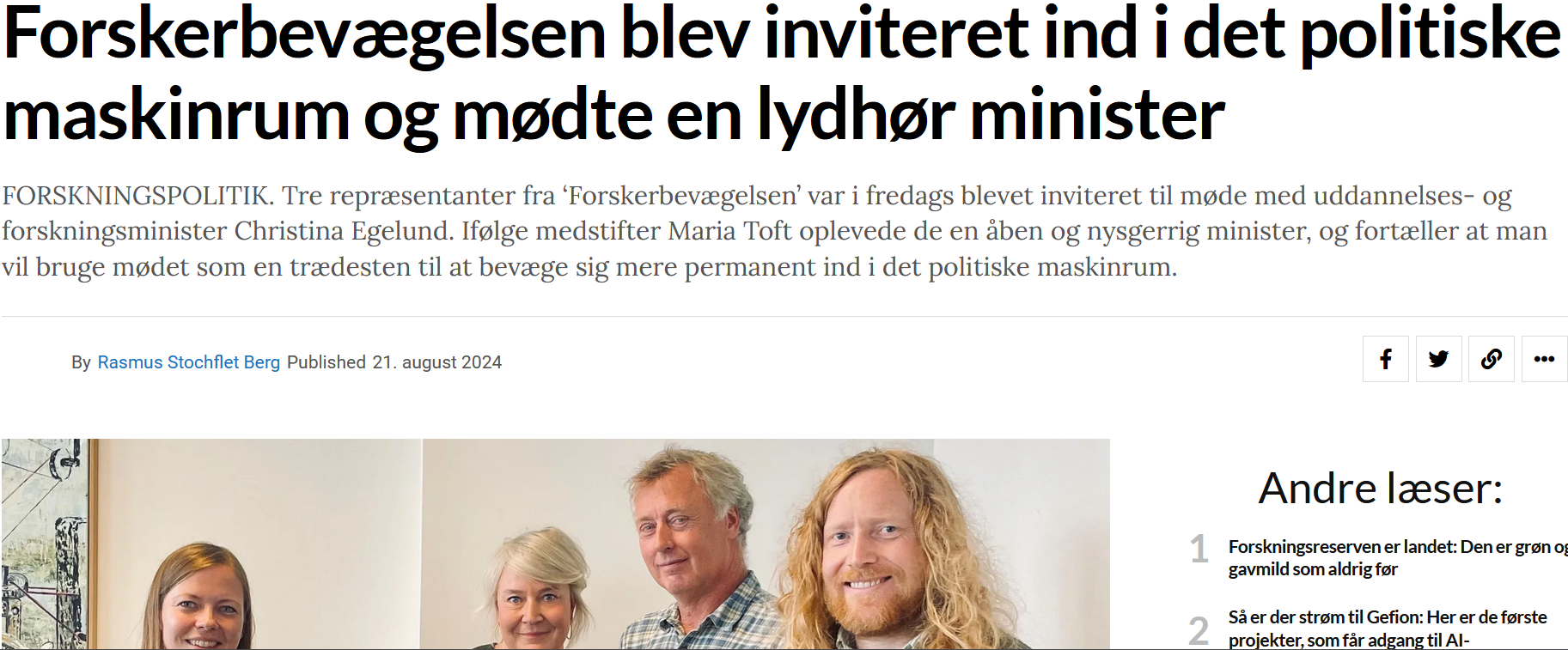 21. august møde med ministeren - sciencereport