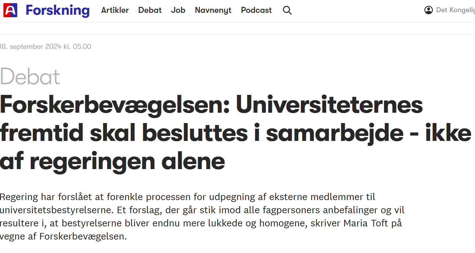 18. september Debat i Altinget - revision af universitetsloven