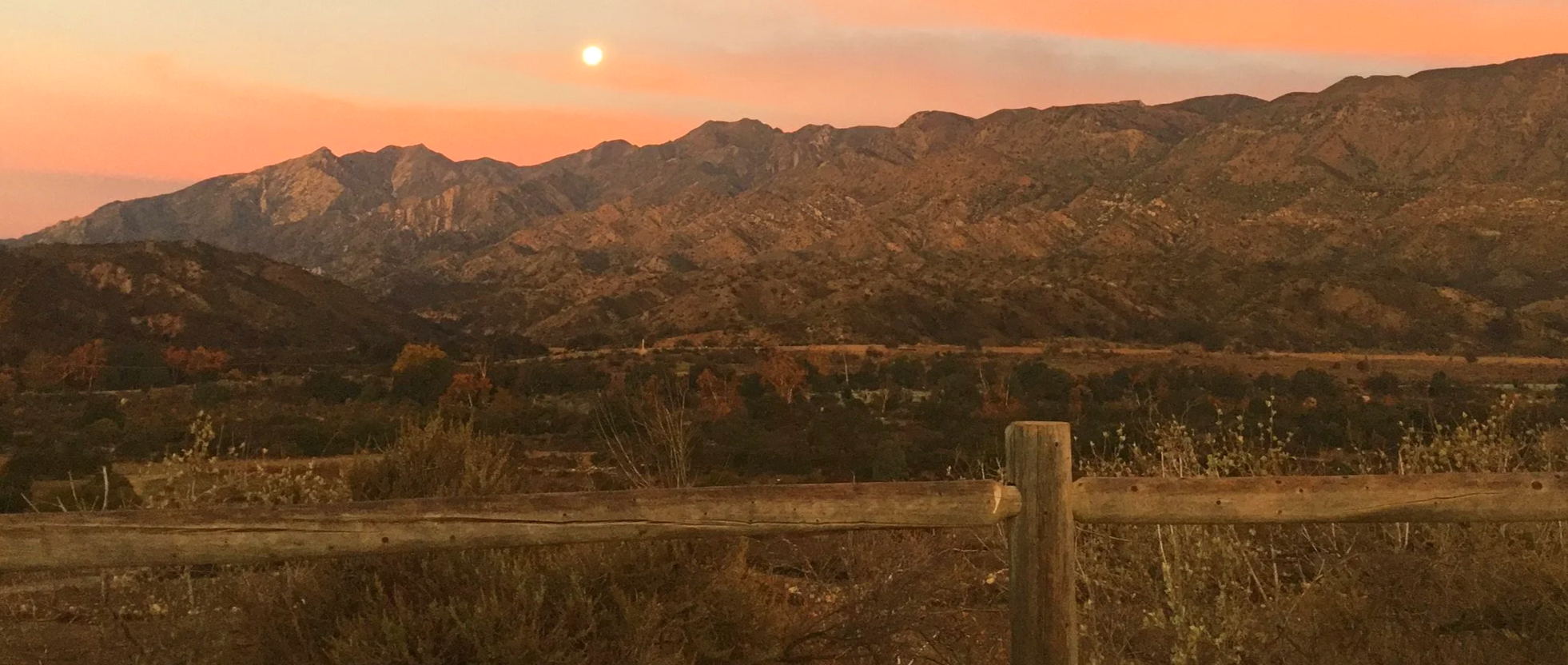 The Ojai Valley at the 'Pink Moment' taken by Sarah Scott of Evermore Scott