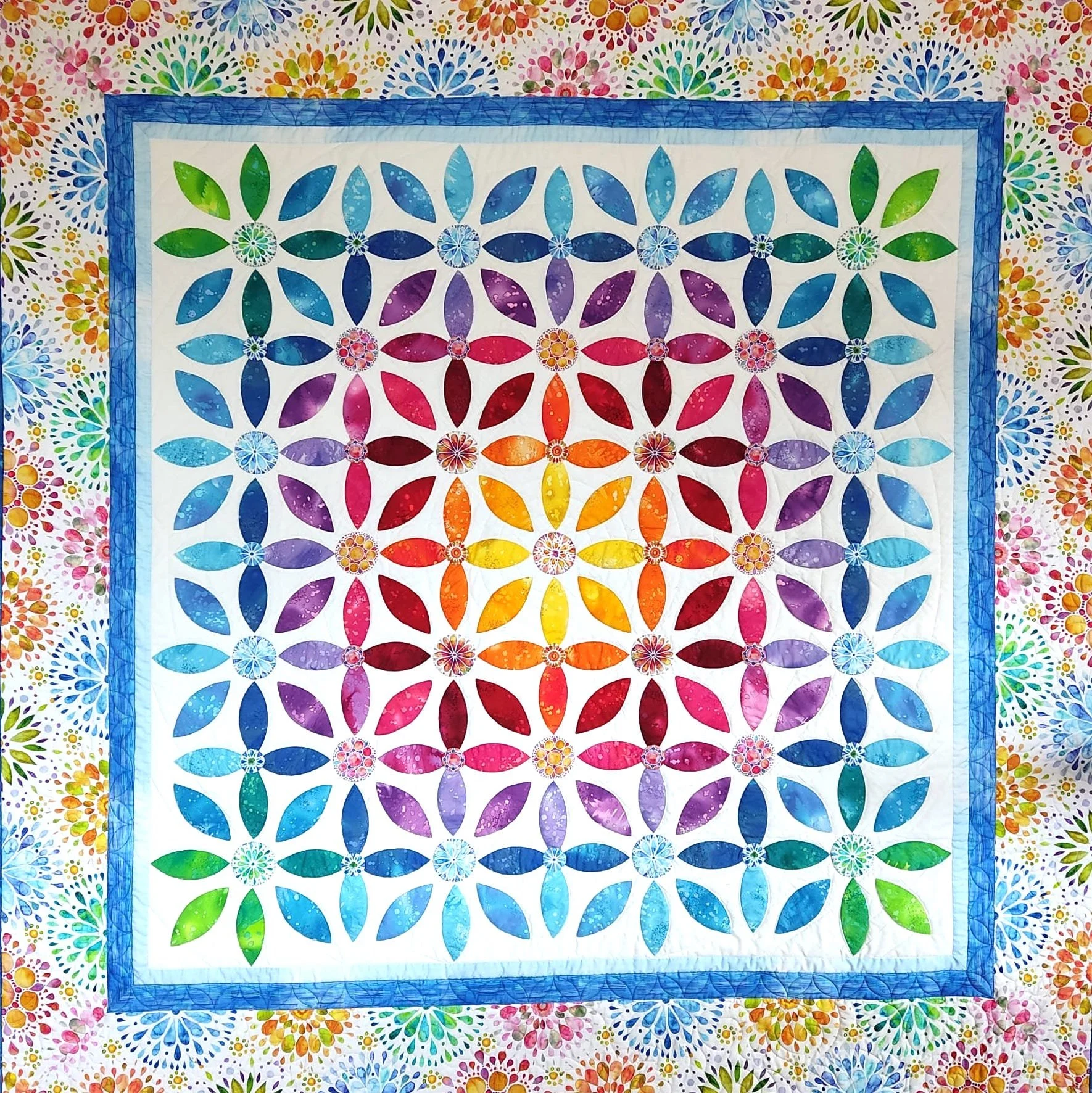 Allegra quilt pattern by Candy Quilt Design, created for QB Fabrics using fabrics from In the Beginning Fabrics and Benartex.