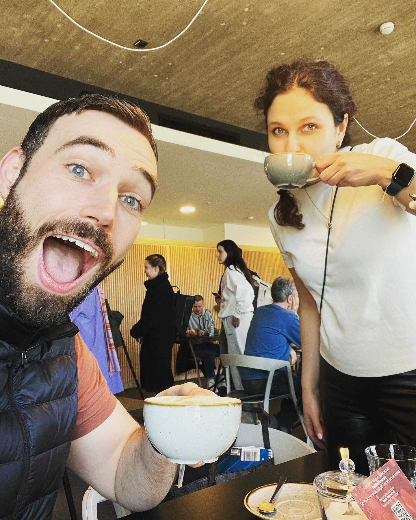 Beautiful coffee with beautiful people at at beautiful cafe @lib_room.stuttgart. @masterskaya_ulibok (Lena) and I meet every week at the library to practice our German, and with this post we now get a free cookie 😄