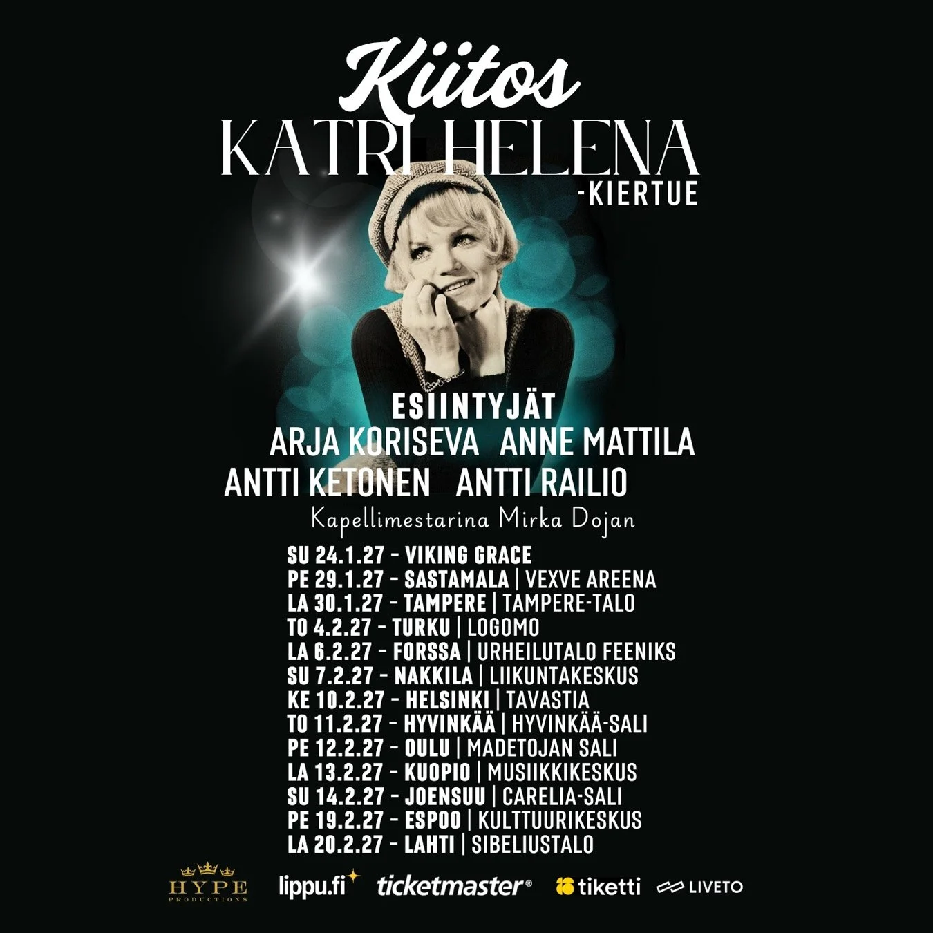 Antti Railio tähdittää Kiitos Katri Helena -konserttikiertuetta 2027 ...