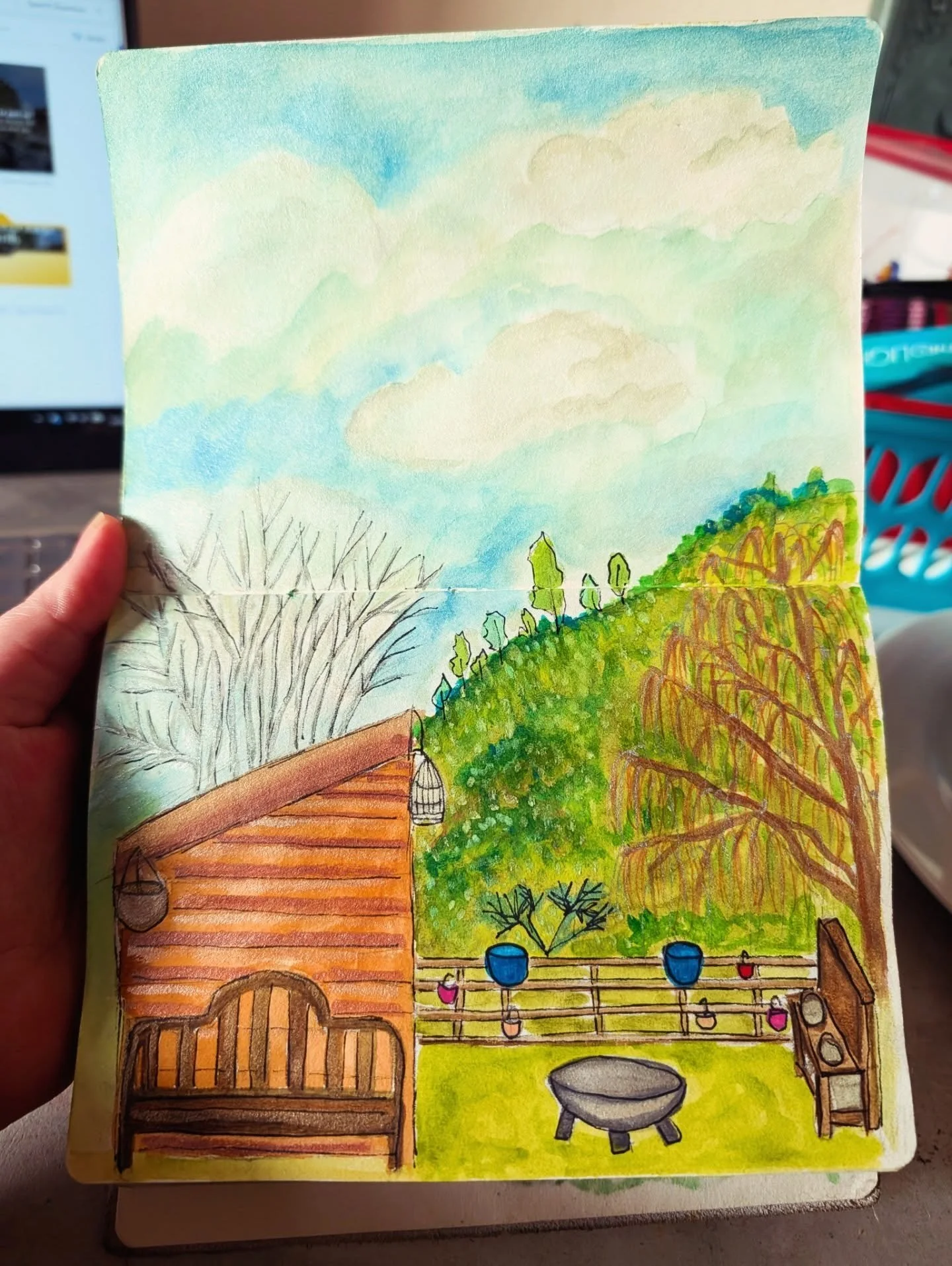 All you need is a table! 

Hear me out..

You don't need a massive space to be creative. 

Simply start with a table. 

A table where you have all your materials out, to hand, easily accessible. 

Put it somewhere you pass, everyday. 

Mine was in my