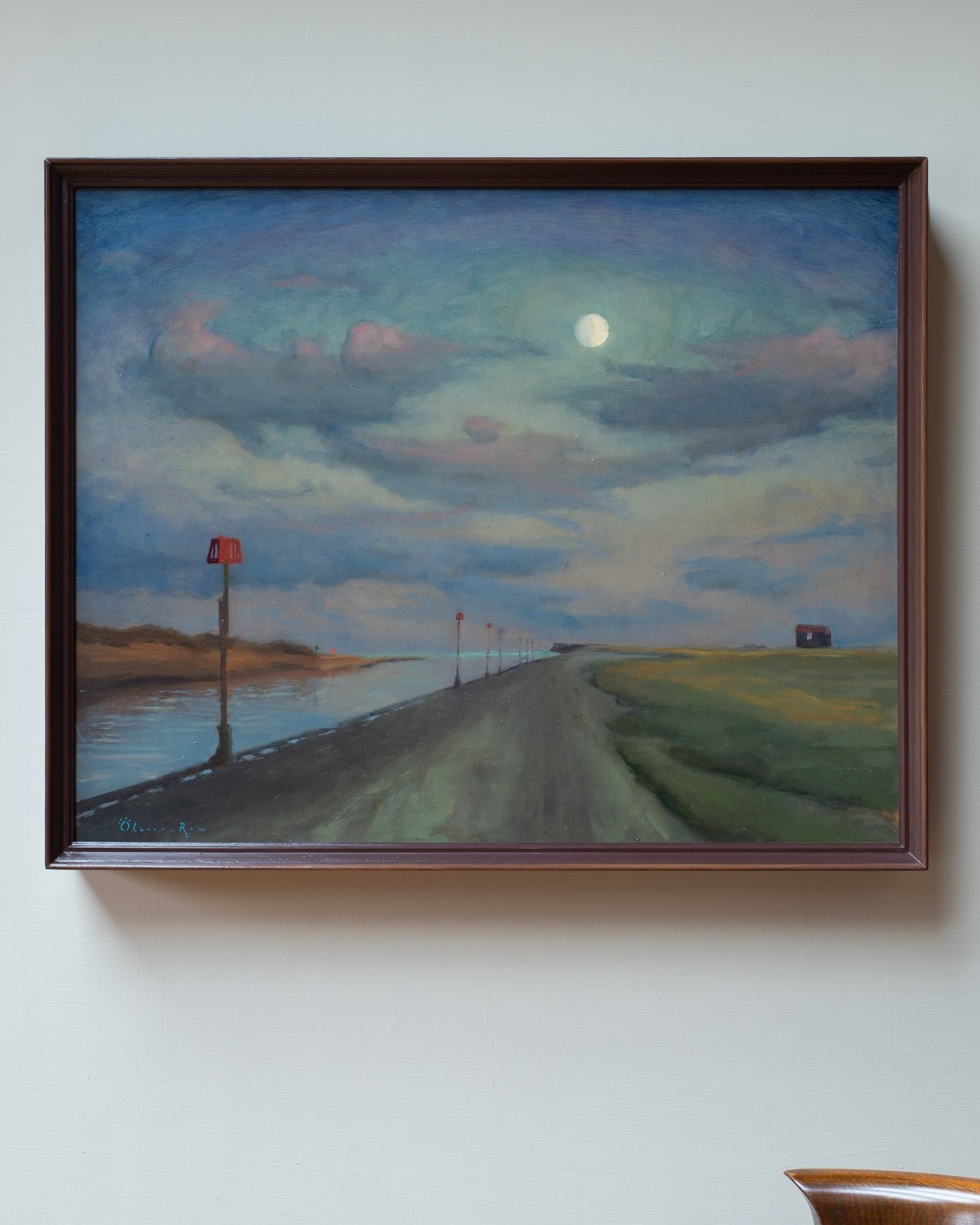 Rye Harbour harvest moon, oil on canvas

61X76cm