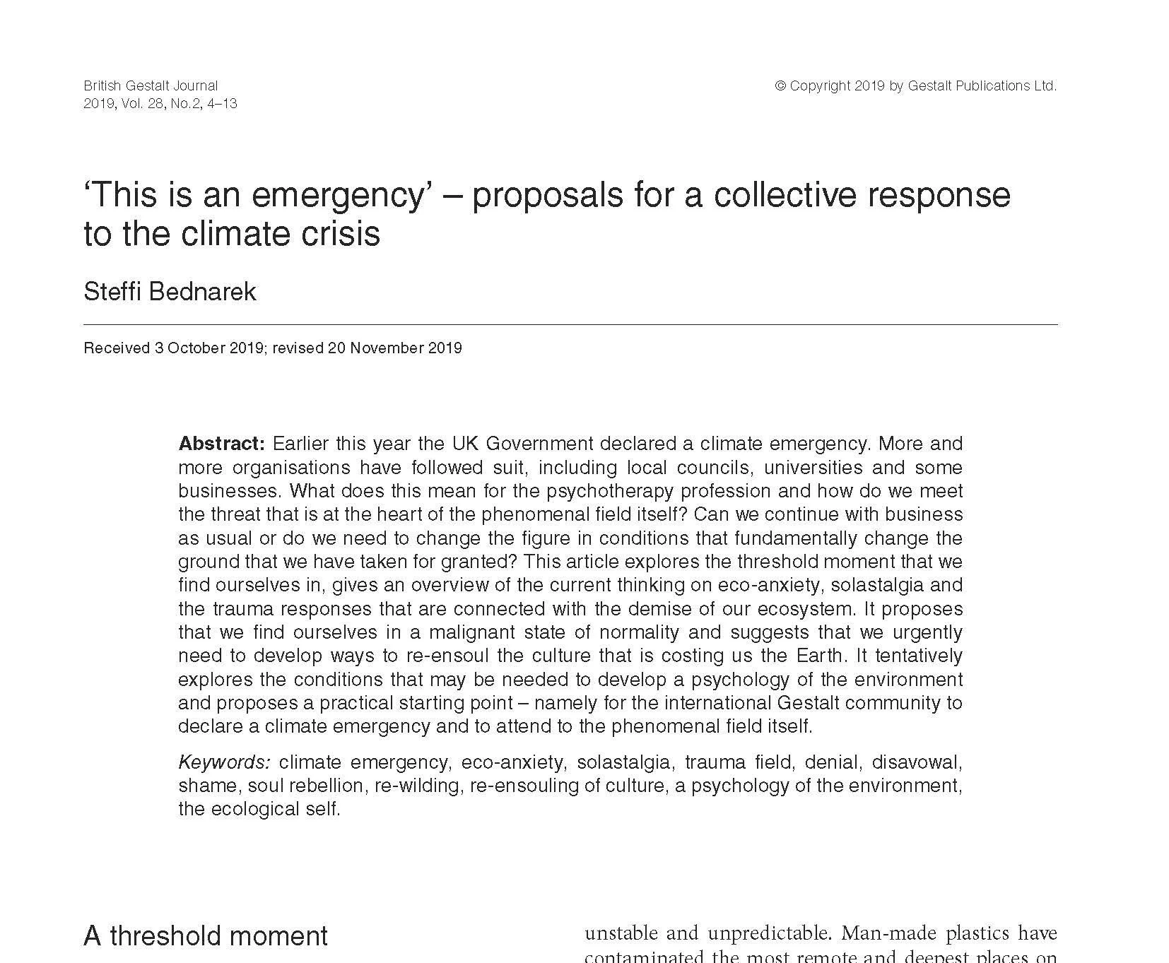 “This is an Emergency” - Proposals to a collective response to the climate crisis