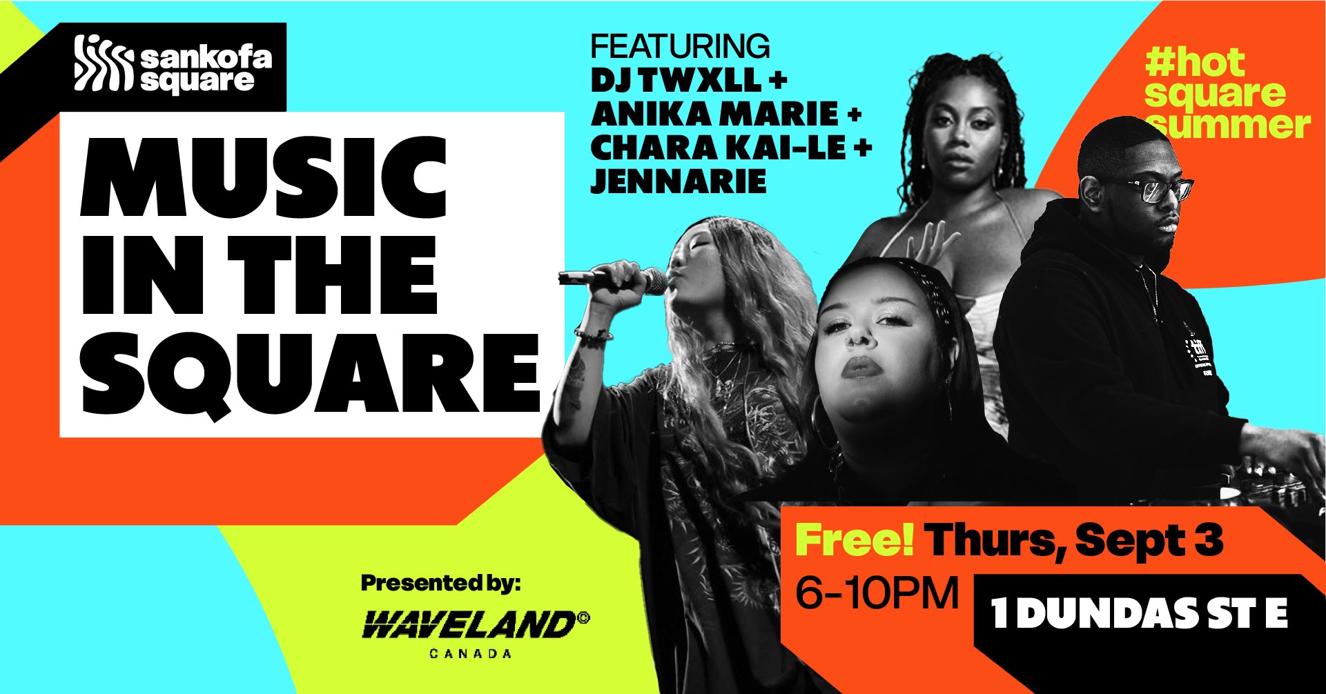 Sankofa Square Waveland Music in the Square featuring Anika Marie, Chara Kai-le and Jennarie