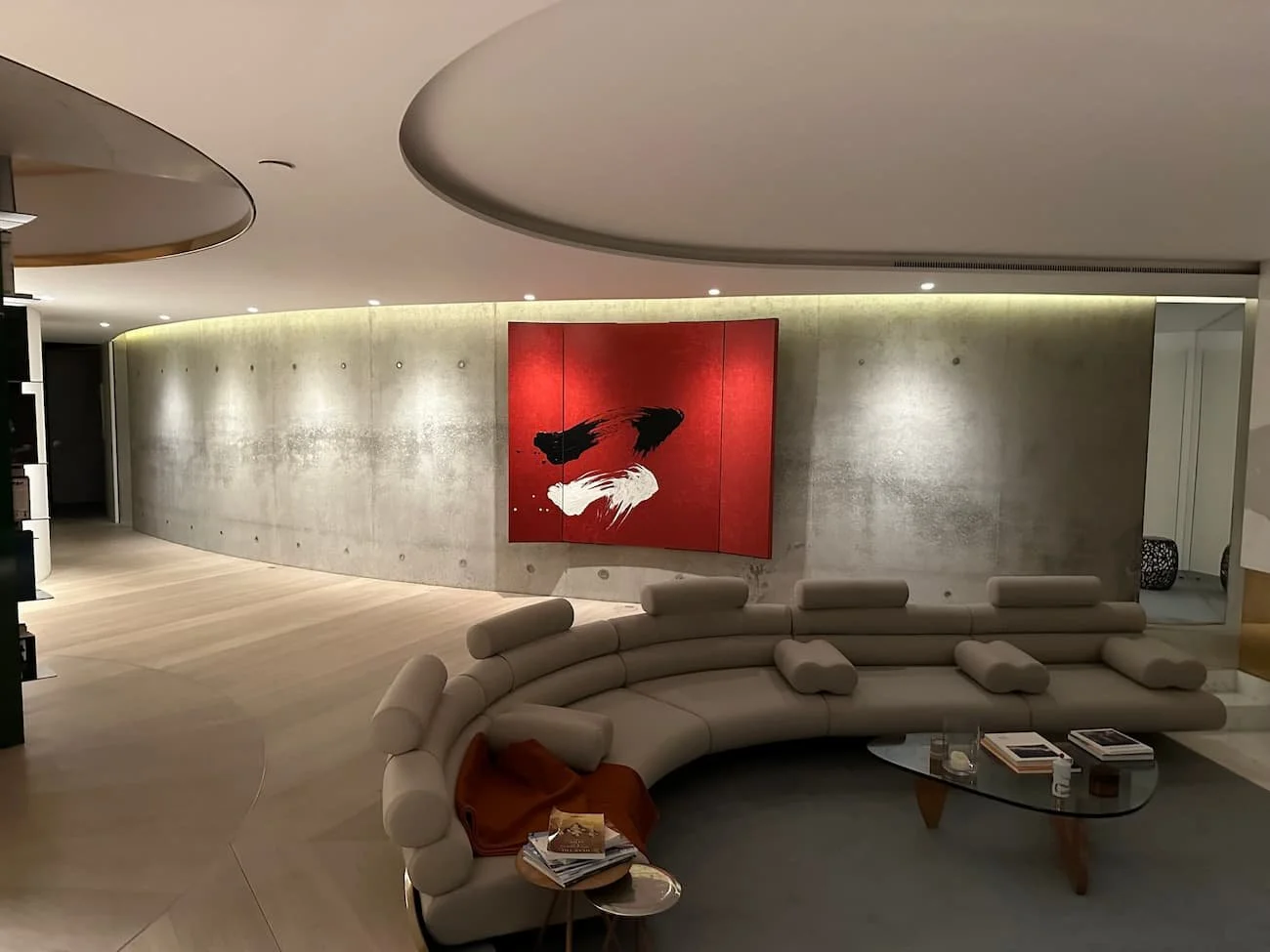 abstract art piece installed in contemporary West London home