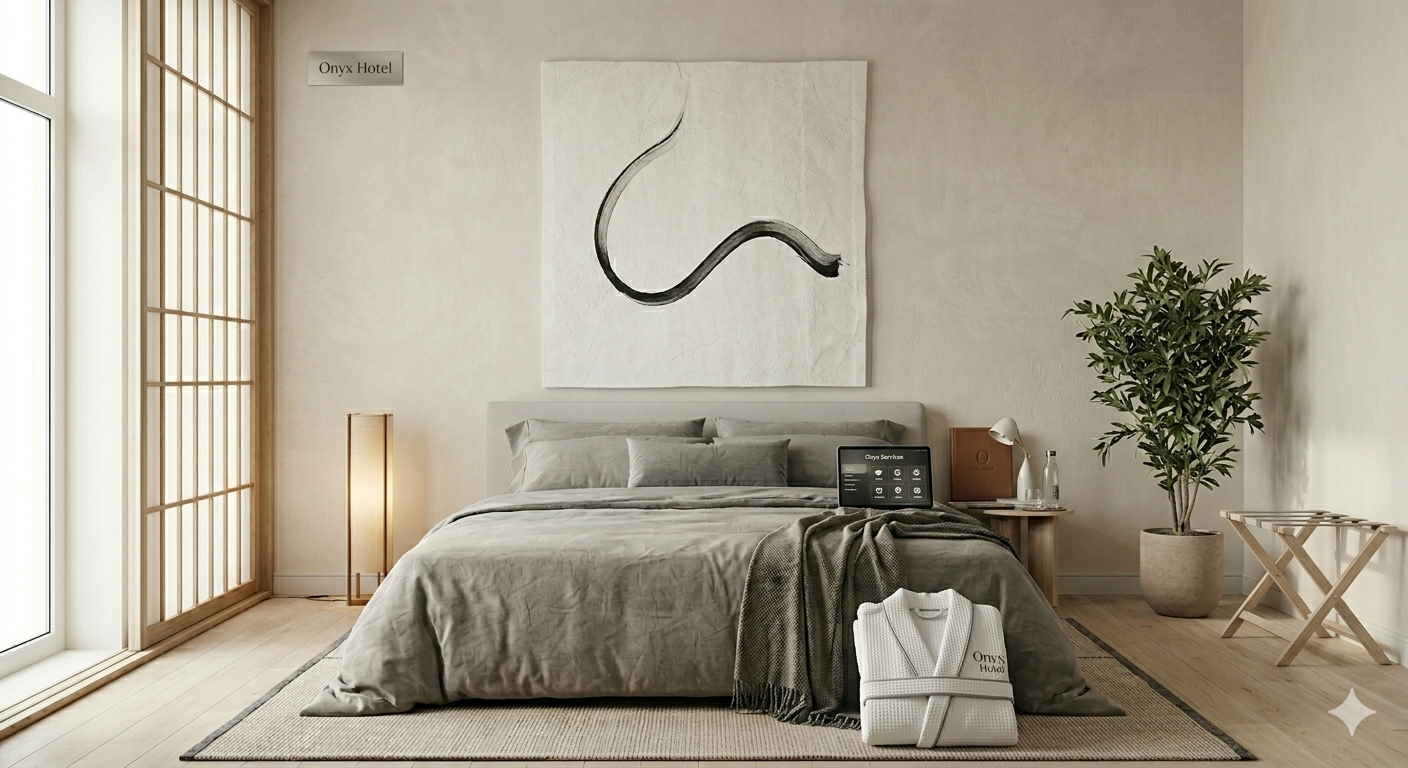 Artwork installed over bed in hotel