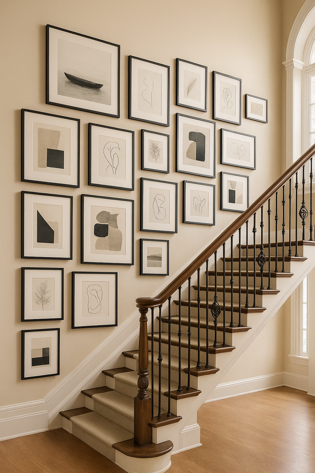 Professional Picture Hanging in Modern Living Room