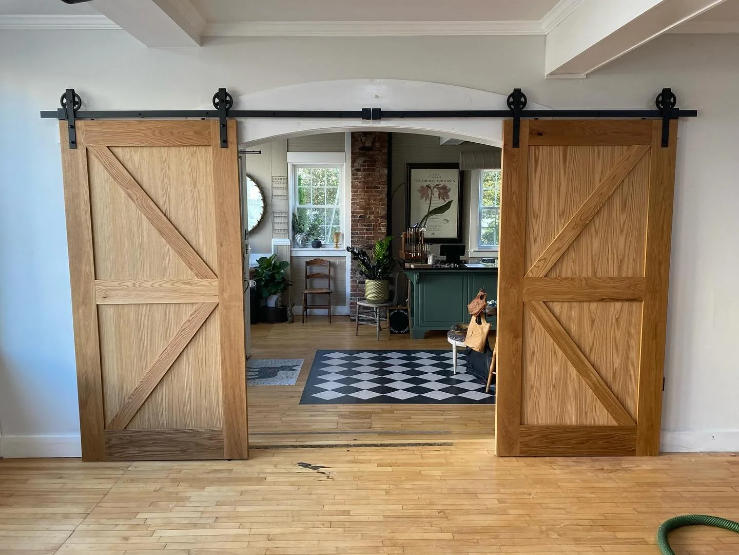 Wrapped up these white oak barn doors for @eleveclothiernh and @black_tie_group !  Love the rich, warm look that @rubiomonocoatusa gives the wood. That&rsquo;s 1 out of 3 projects complete out of the lumber pile on the last slide!