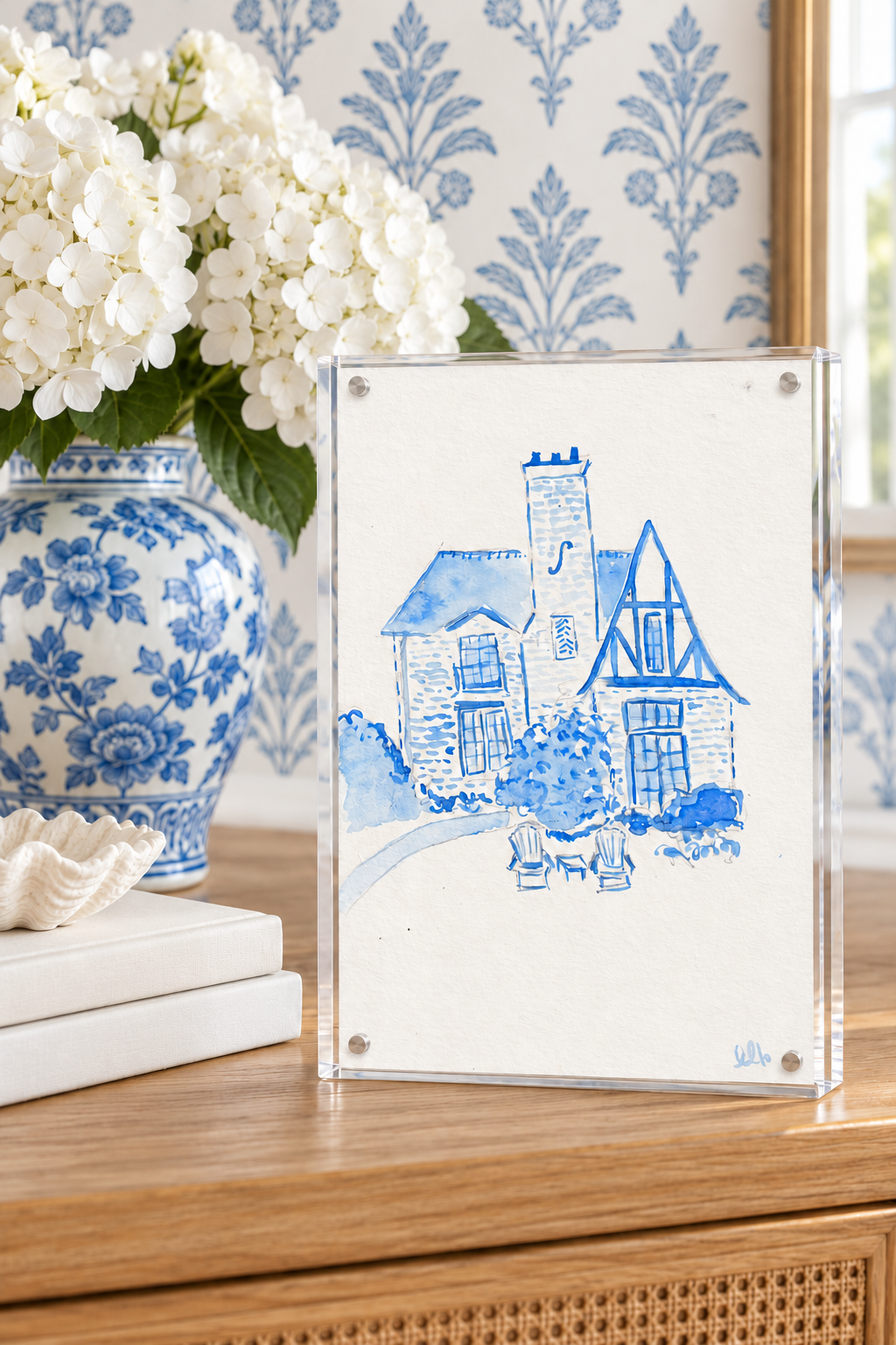 Custom Blue and White House Portraits