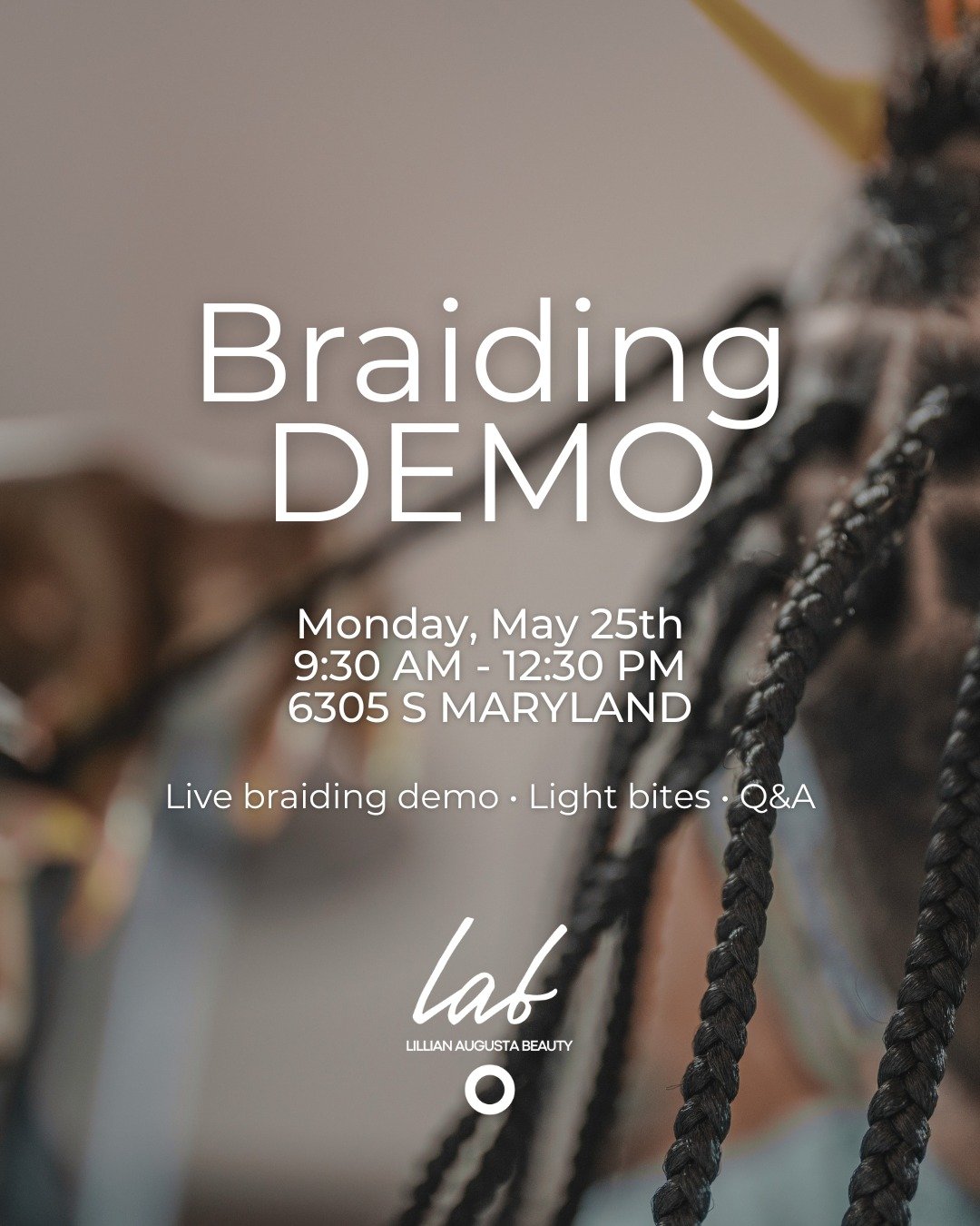 Join us Memorial Day for a live braiding demo at our Chicago storefront. See Hair Without Harm in action. 

Event RSVP at link in bio.