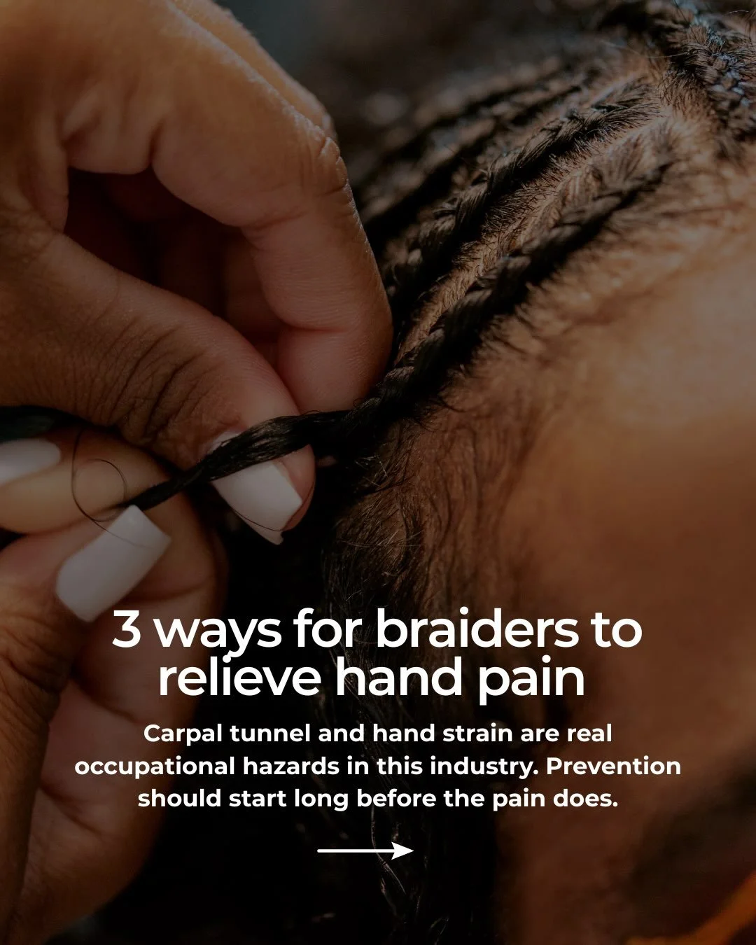Braiders, this one&rsquo;s for you. ✋🏾&nbsp;Your hands are your livelihood, but the repetitive strain of this craft is real, and carpal tunnel doesn&rsquo;t happen overnight. It builds session after session. Swipe for simple prevention habits you ca