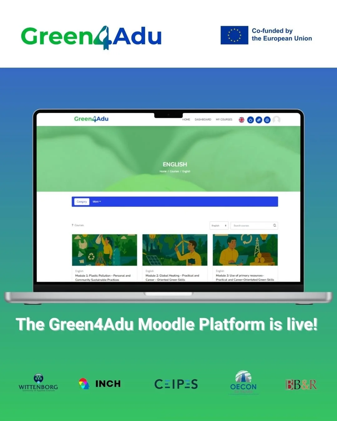 🎉 We&rsquo;re excited to announce the launch of the Moodle platform of the European project Green4ADU!

This platform serves as the main digital learning hub of the project, offering innovative training modules on green transition and sustainability