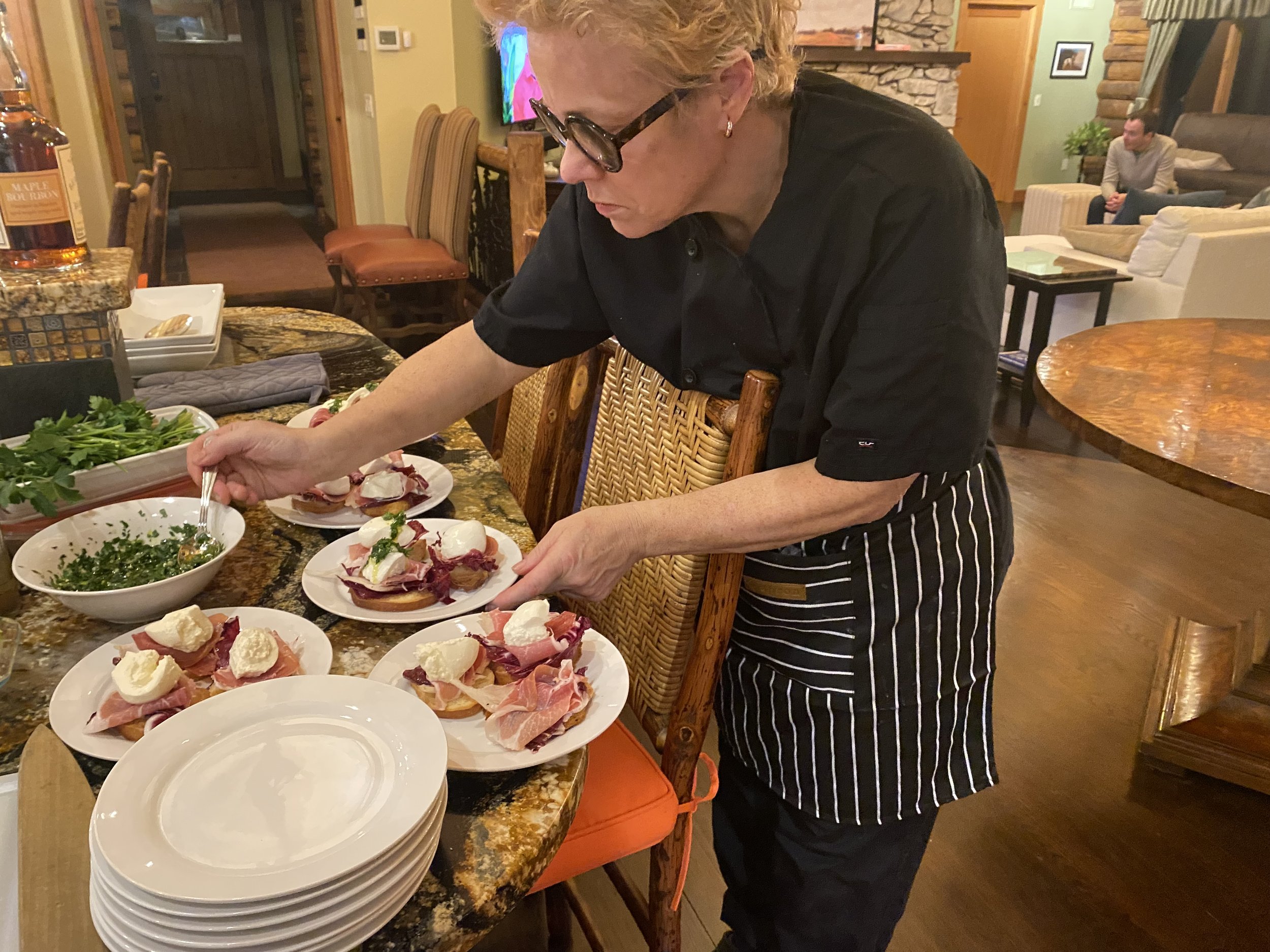 Our owner and chef preparing fresh breakfast at Bettina Cafe Phoenicia NY in the Catskills