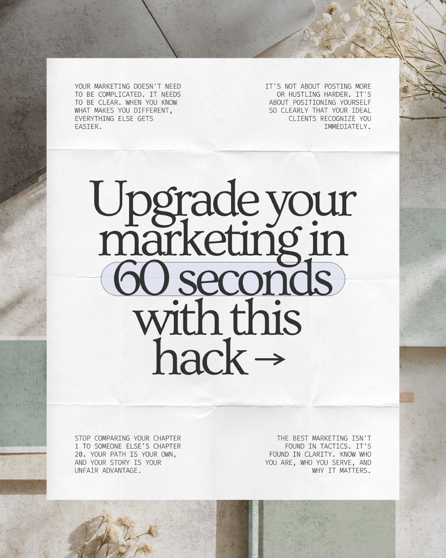 What if I told you the difference between &quot;blending in&quot; and &quot;standing out&quot; takes 60 seconds to articulate &mdash; but most business owners never do it?

The formula is simple:
Your WHY + Who you serve + What makes you uniquely dif