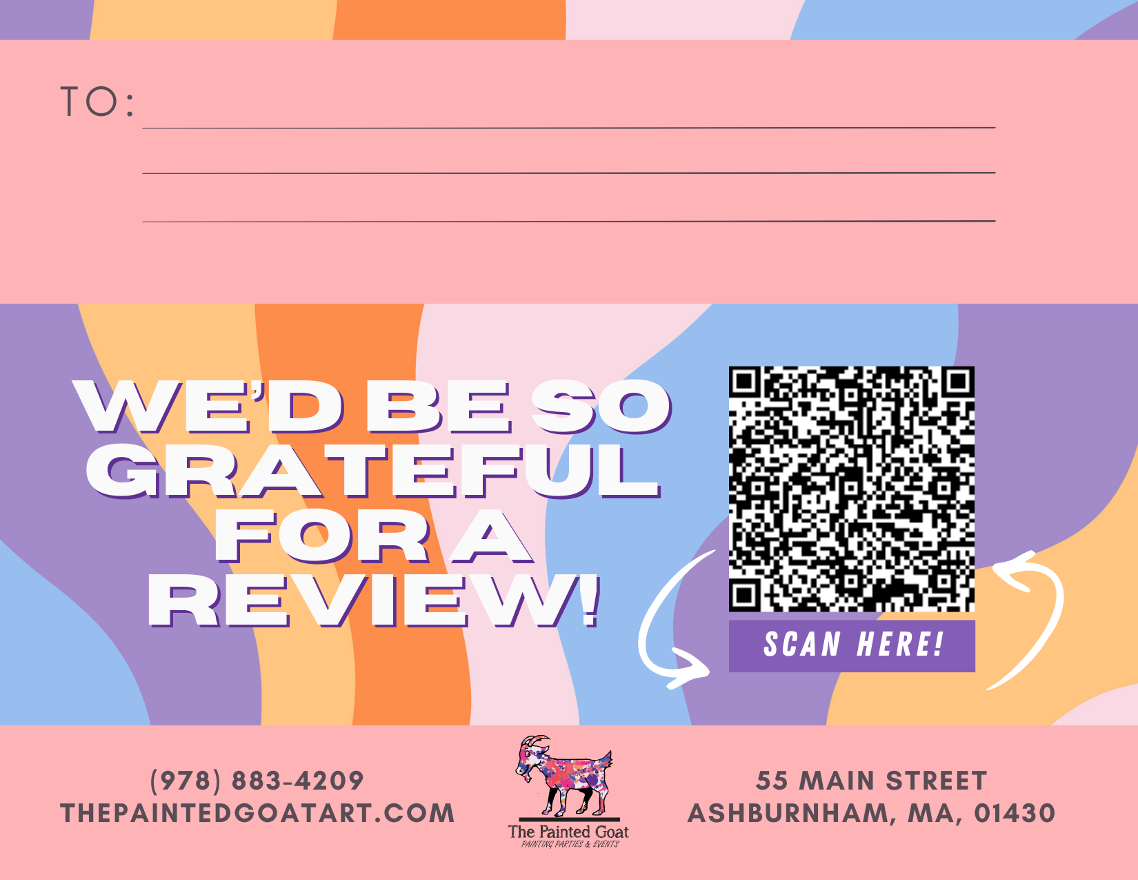 Postcard - Review Request - The Painted Goat - Back