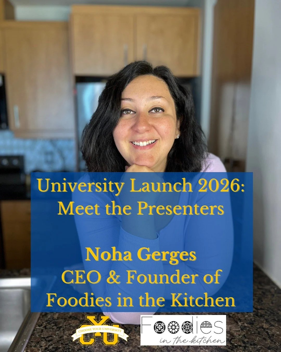 Are you ready to meet the presenters of University Launch 2026?

First up, Noha of @foodiesinthekitchen_ 

She's one of our first speakers at the event (on May 7th), and she's going to help you feed yourself healthily and affordably while you're at u