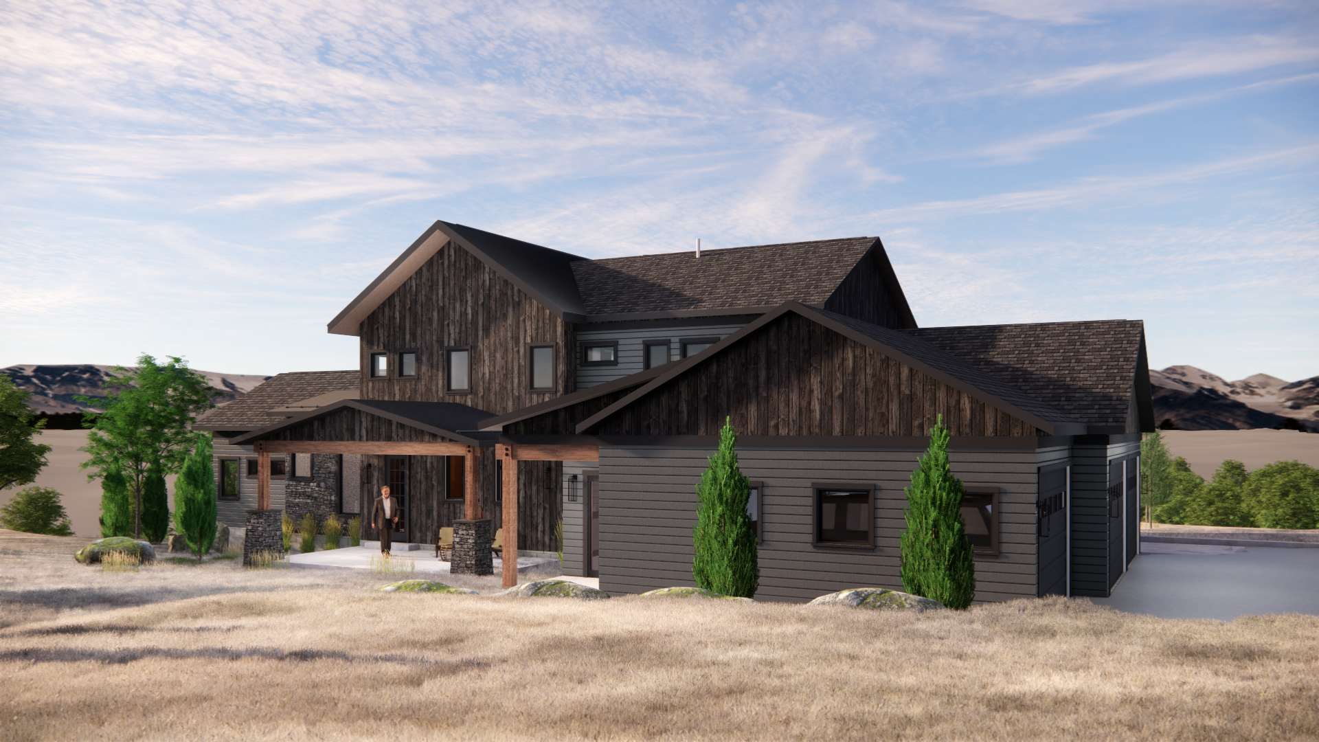 Street facade creates privacy while warmly addressing the neighborhood 