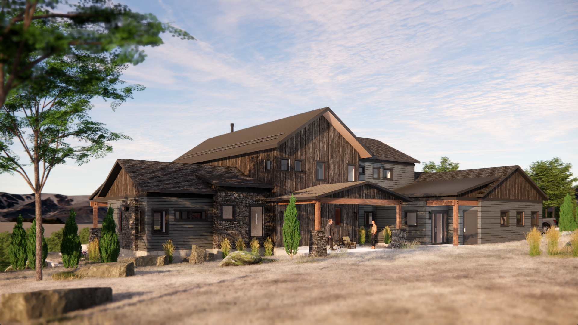 Exterior facade overlooking glacial views beyond