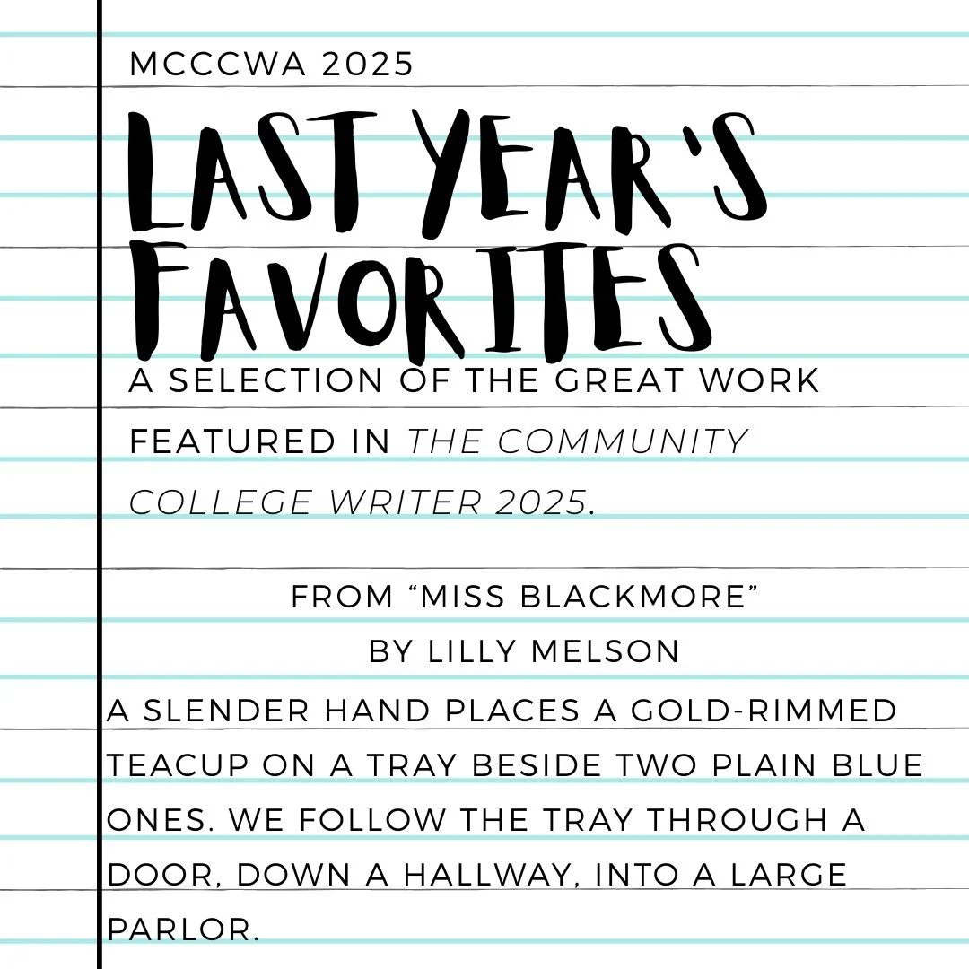Melson's opening follows a teacup on a journey that in many ways mimics the actions of the titular character. Find out about Miss Blackmore's journey in the rest of the script.
Until the next competition ends, the rest of this piece can be read onlin