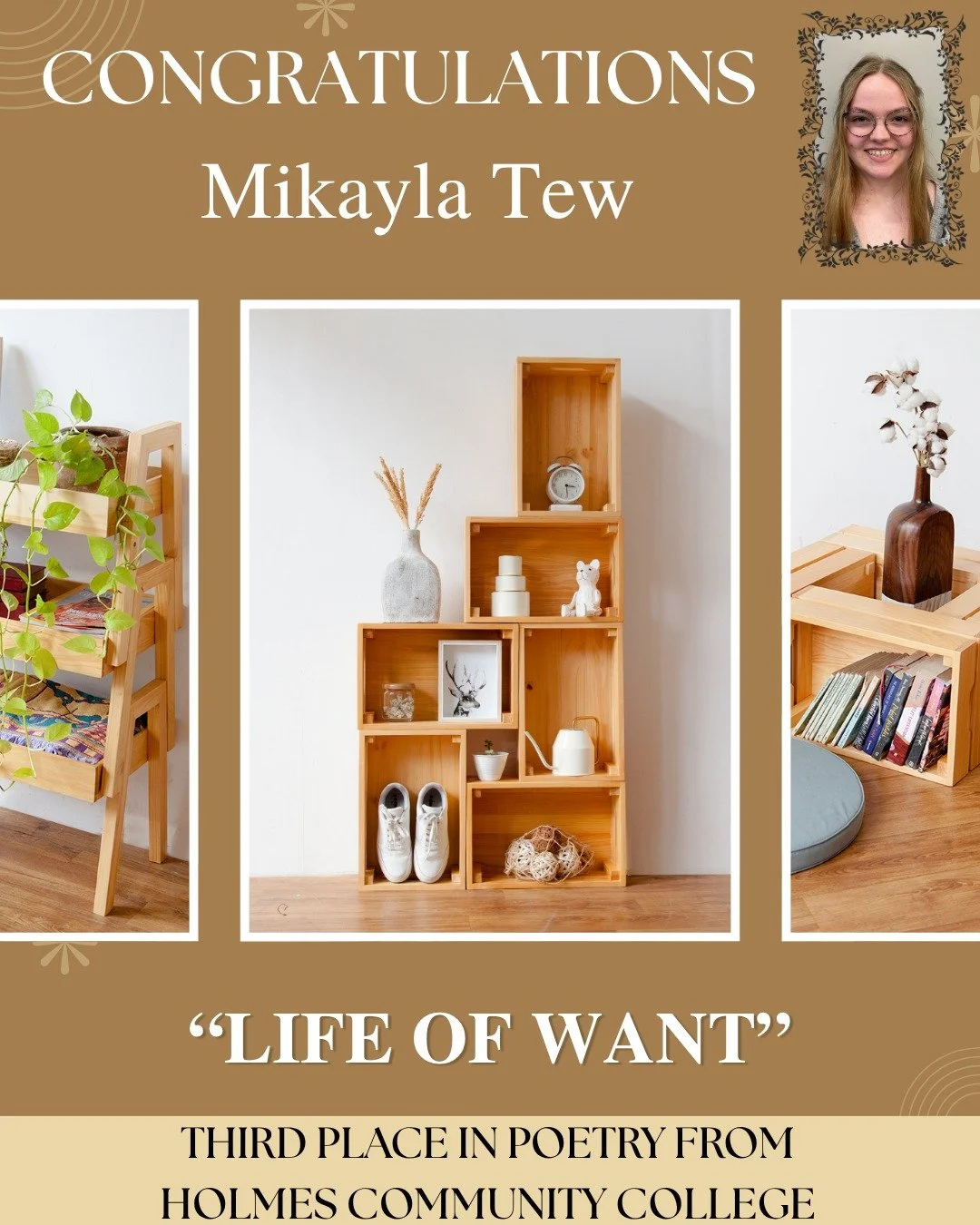 Congratulations to Mikayla Tew from Holmes Community College for her third place win in the MCCCWA's annual competition.