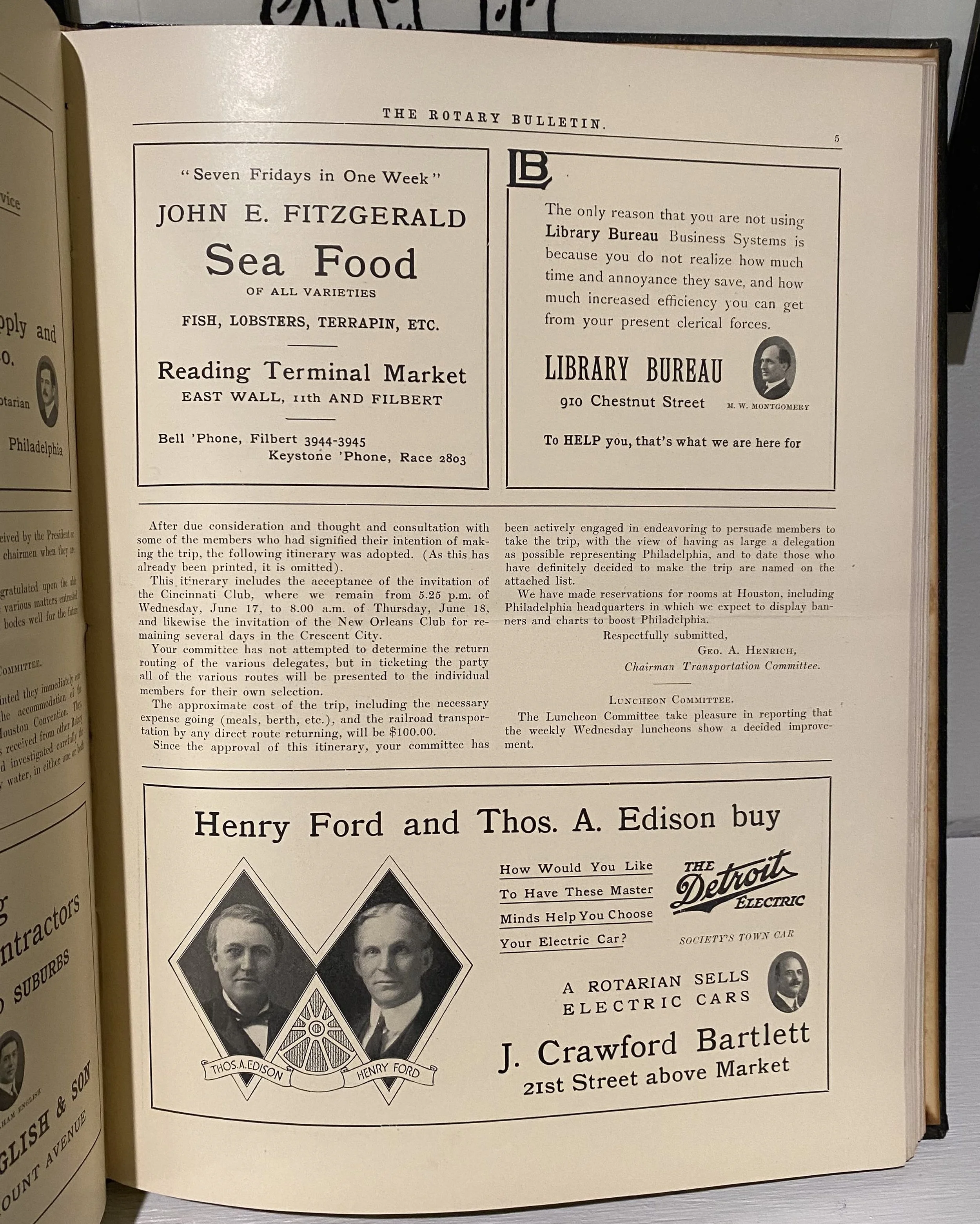 Phila. Rotary  Weekly Bulletins, bound book, 1933-34