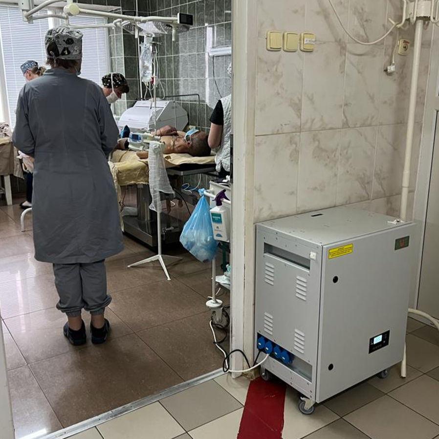 Portable generator at hospital in Ukraine