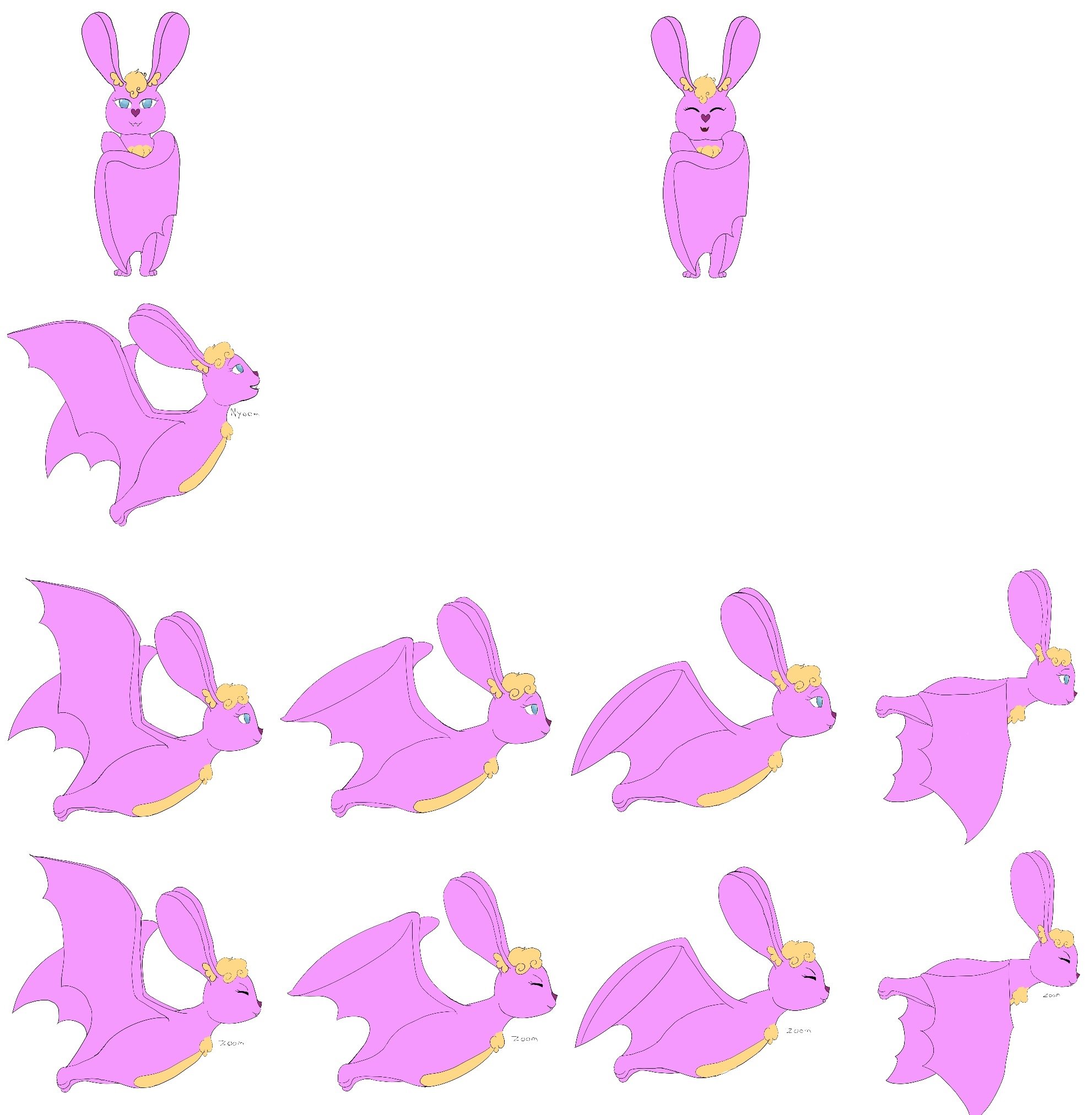 I was tasked to make sprites for a platformer game. This is the bat form of Thinn Win’s character Laura. She can be found at Swordmagicalgirl.com