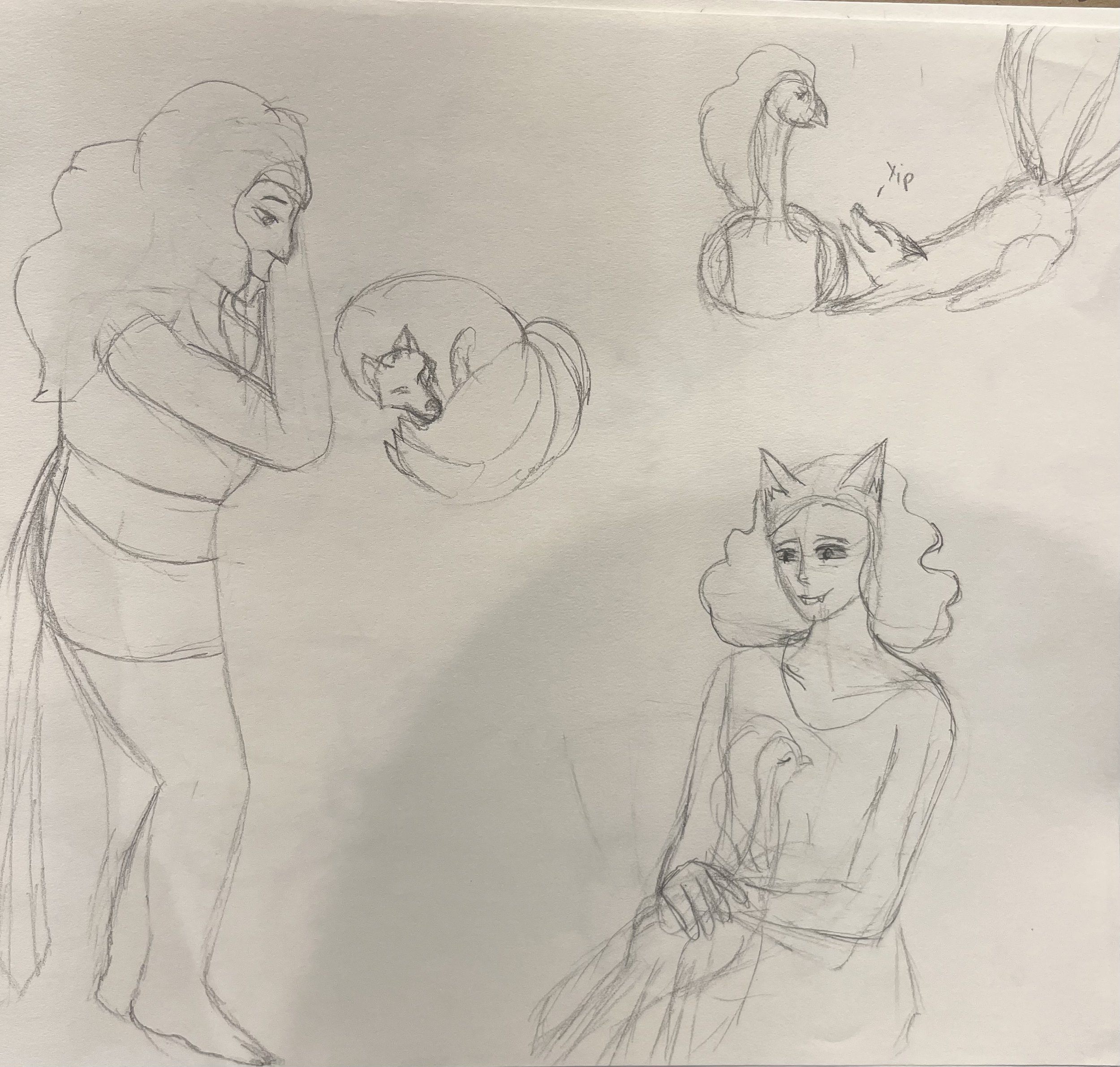 Gigi and Nyx interacting with each other in their animal forms