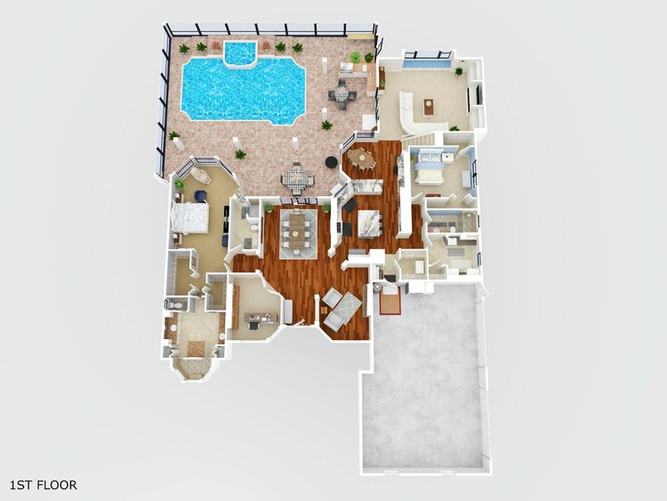 CubiCasa furnished 3D floor plan example